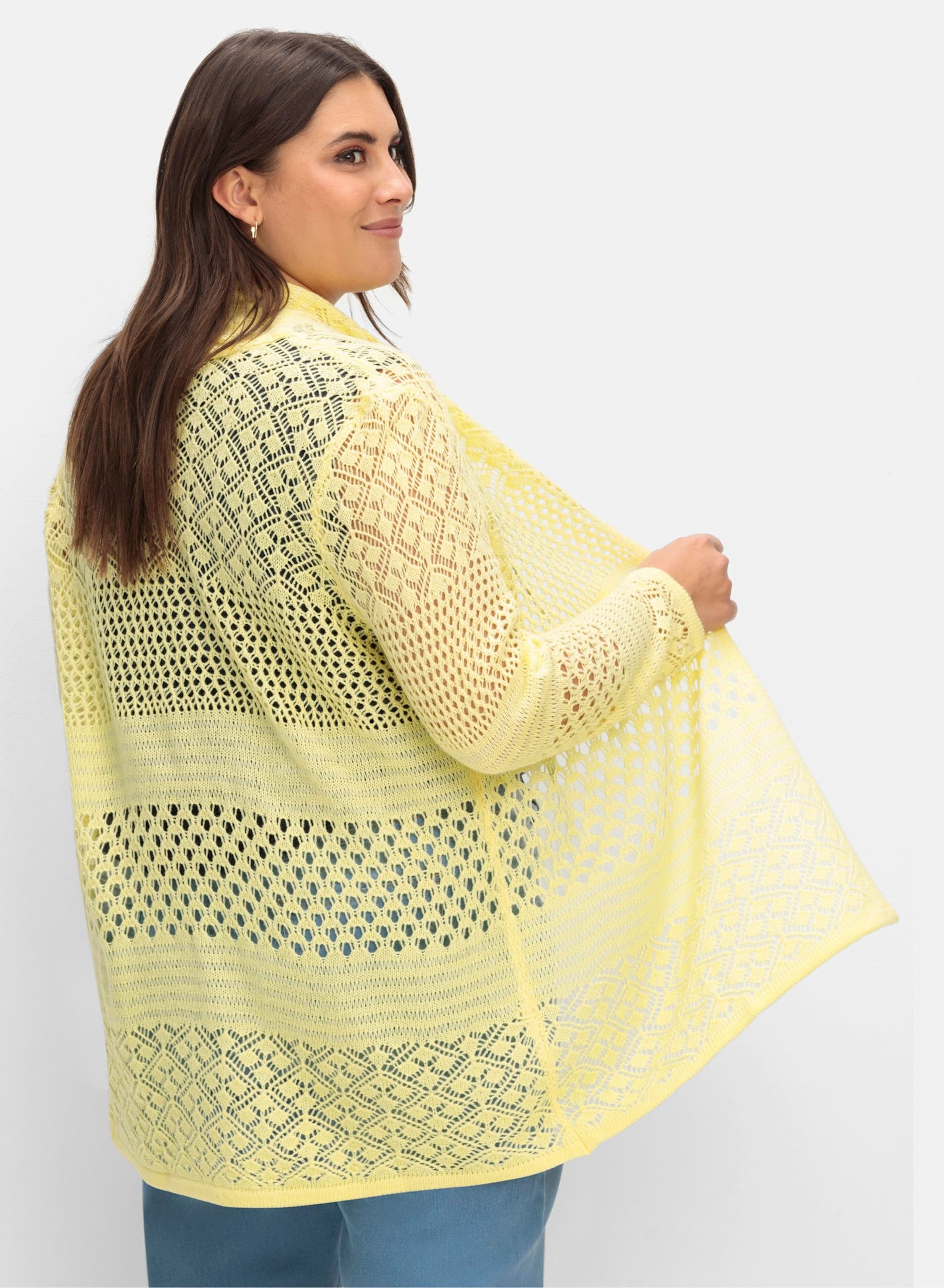 Sieh an! Strickjacke Strickjacke Langarm Ajour mit Ajourmuster, in offener günstig online kaufen