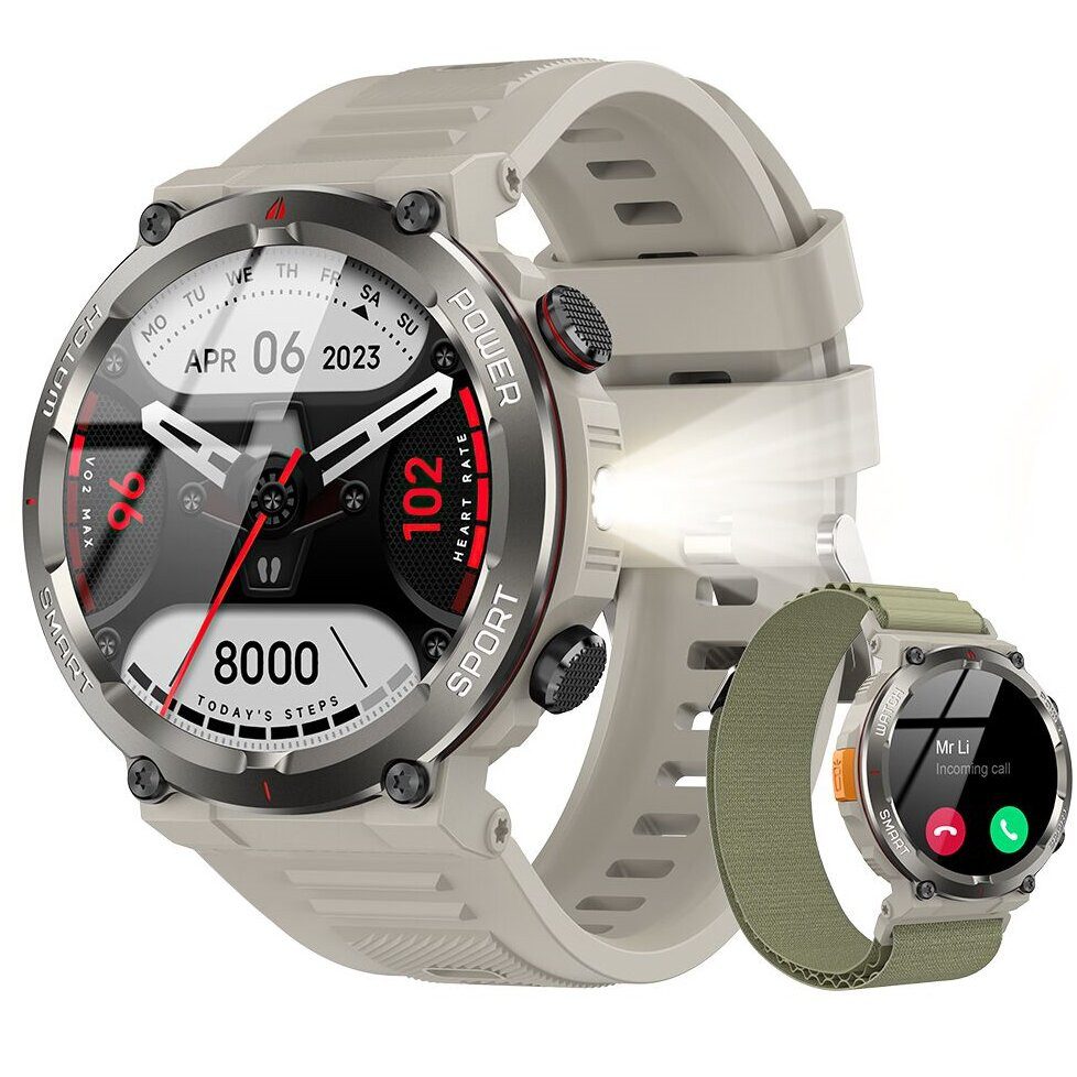 blackview 1,45'' Smartwatch Herren Militärqualität,960-mAh-Akku,100 Tage Standby Smartwatch (3,68 cm/1,45 Zoll, iOS/Android), IP68 Wasserdicht, Bluetooth-Anruf, Herzfrequenz,Uhr für Android/iOS