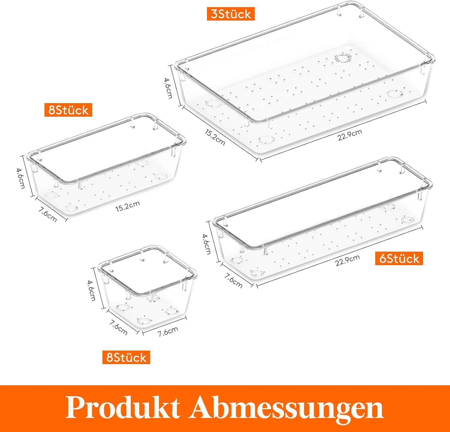 Refined Living Organizer Schubladen Organizer set, Schubladen Ordnungssystem, Aufbewahrungsbox (Make Up Organizer, 25 Stück Schubladen Organizer mit 4 Größen, Küche Organizer, Schminktisch Organizer, Organizer stapelbar, schreibtisch schubladen schubladeneinsatz, 25 St., mit Rutschfeste Unterseite, Sicher und langlebig, Einfache Reinigung), für Kosmetika, Küchen, Badezimmer, Büro, Schminktisch, Schlafzimmer