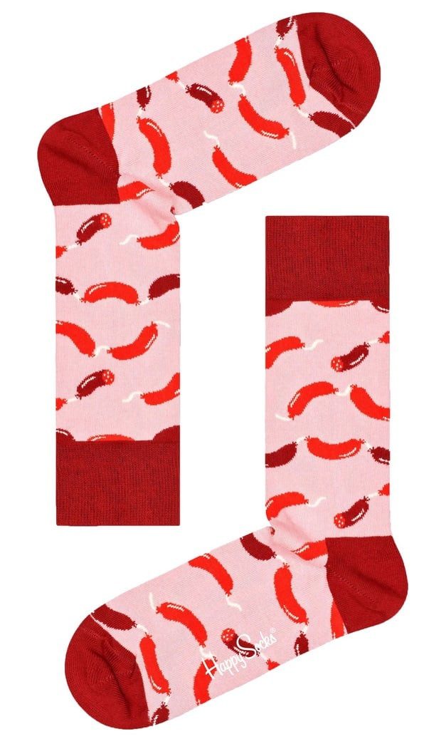 Happy Socks Socken Tagessocke Crew Sausage (Wurst) pink - 1 Paar