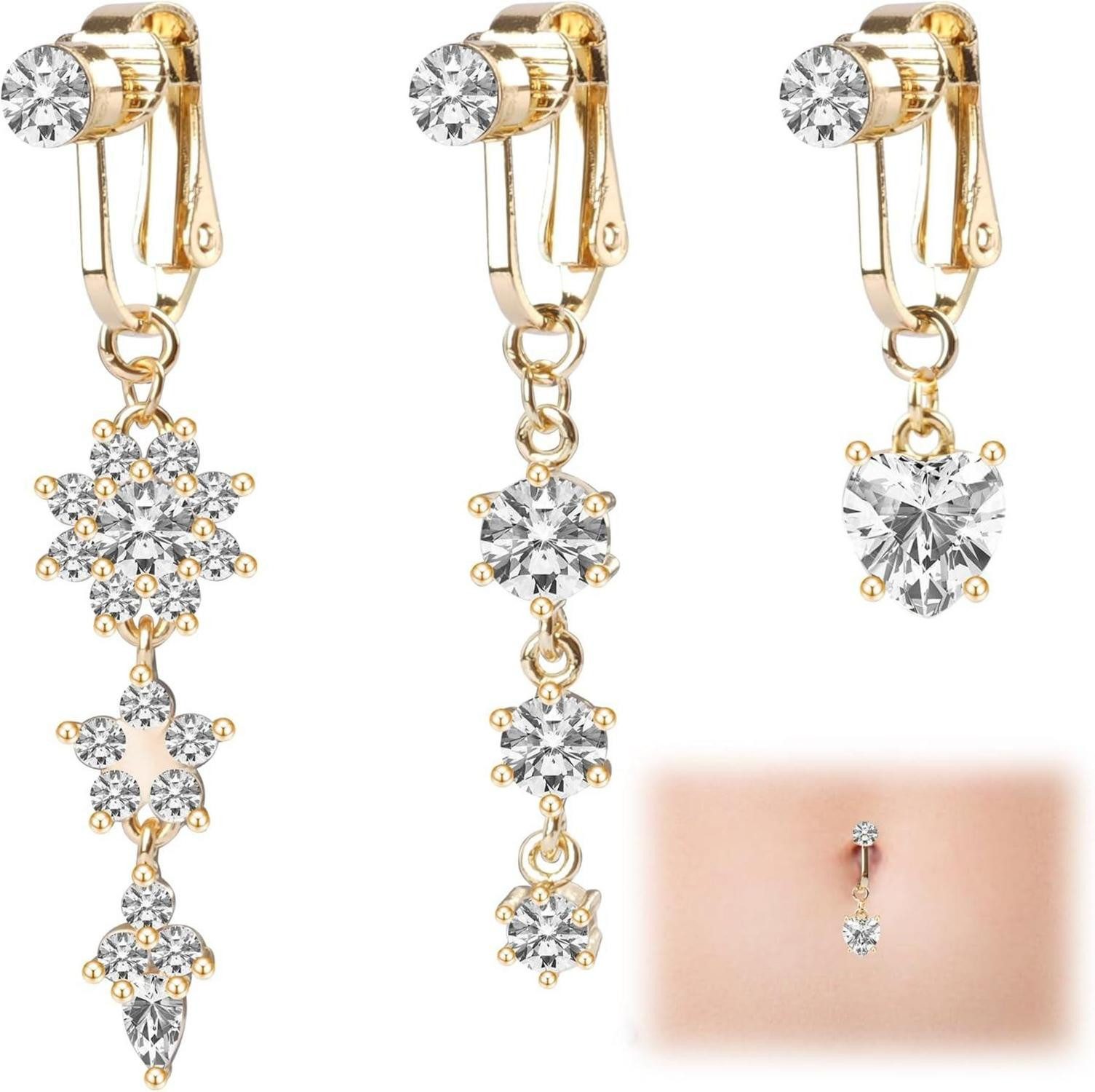 Bauchnabelpiercing Fake Bauchnabelpiercing Chirurgenstahl Kristallkugel Blumen Schmuck