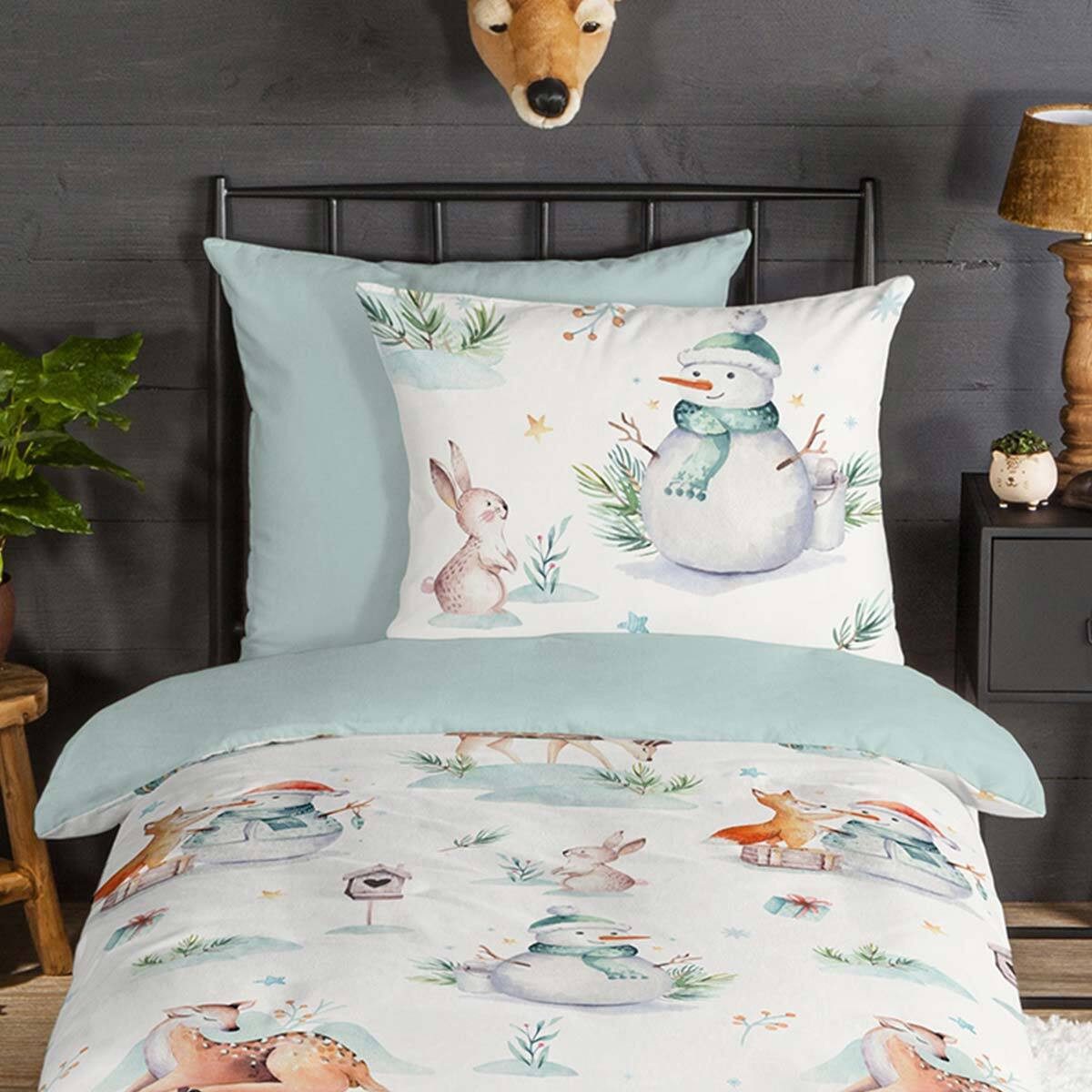 TRAUMSCHLAF Bettwäsche Schneemann Hase Igel, Flanell, günstig online kaufen