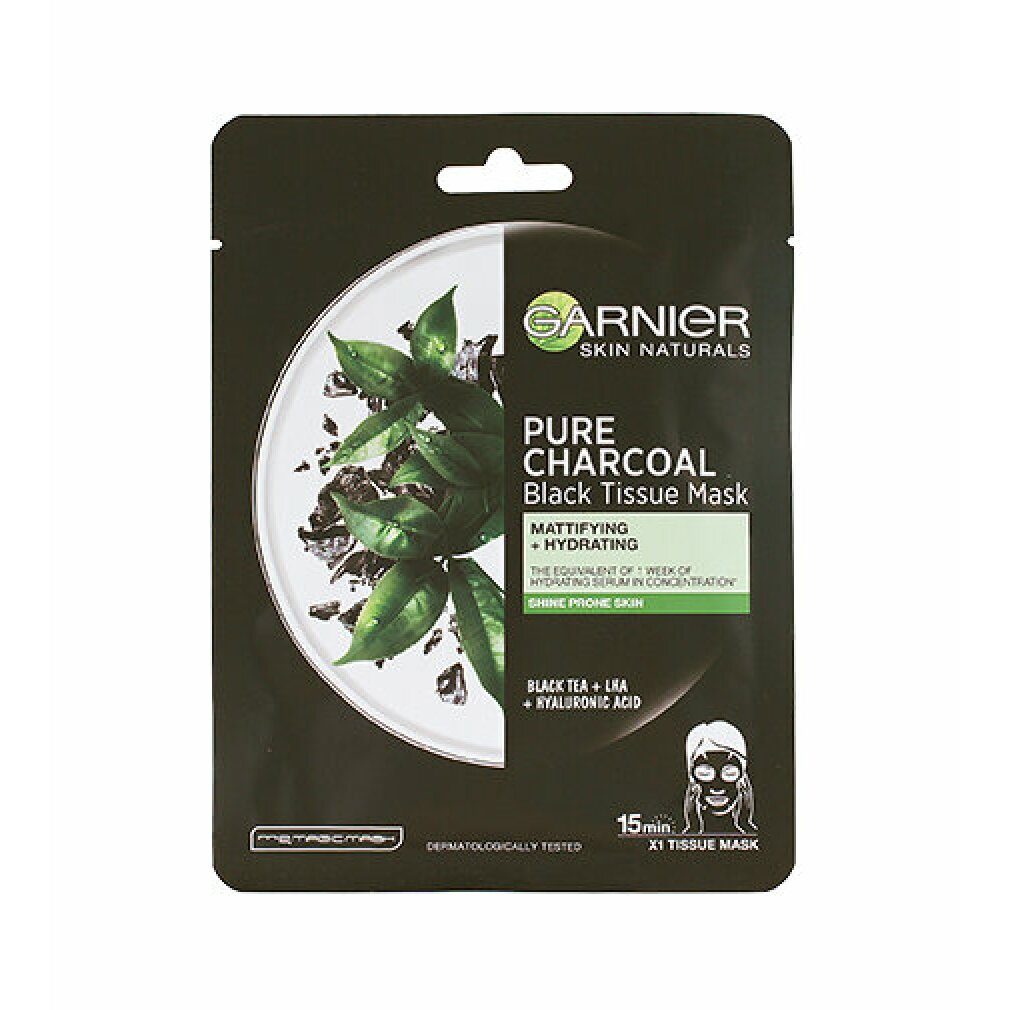 GARNIER Gesichtsmaske Garnier Haut Naturals Pure Charcoal Black Textile Mask