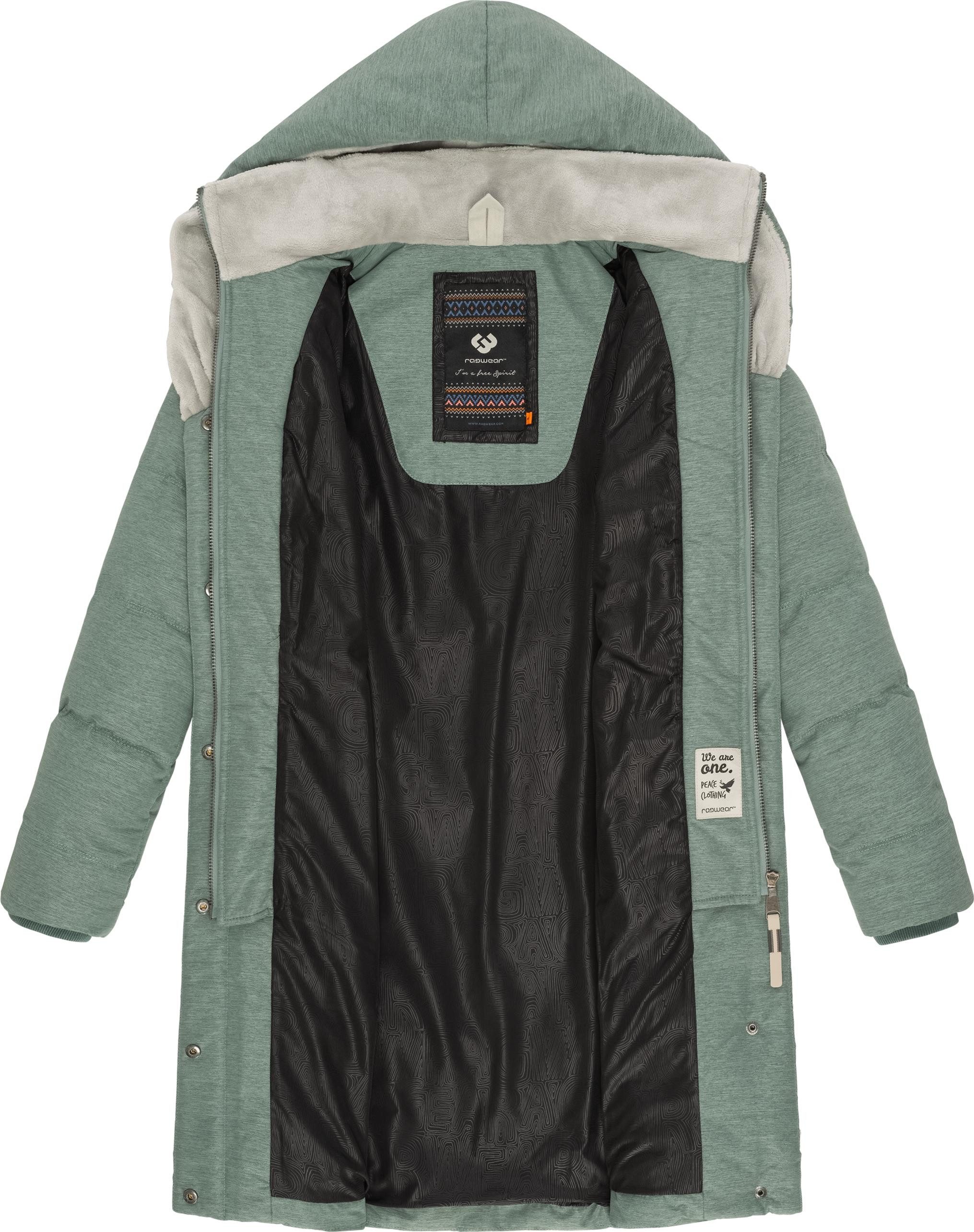 Ragwear Steppmantel Natalka Cosy wasserdichter Mantel mit flauschigem Kunstfell-Kragen
