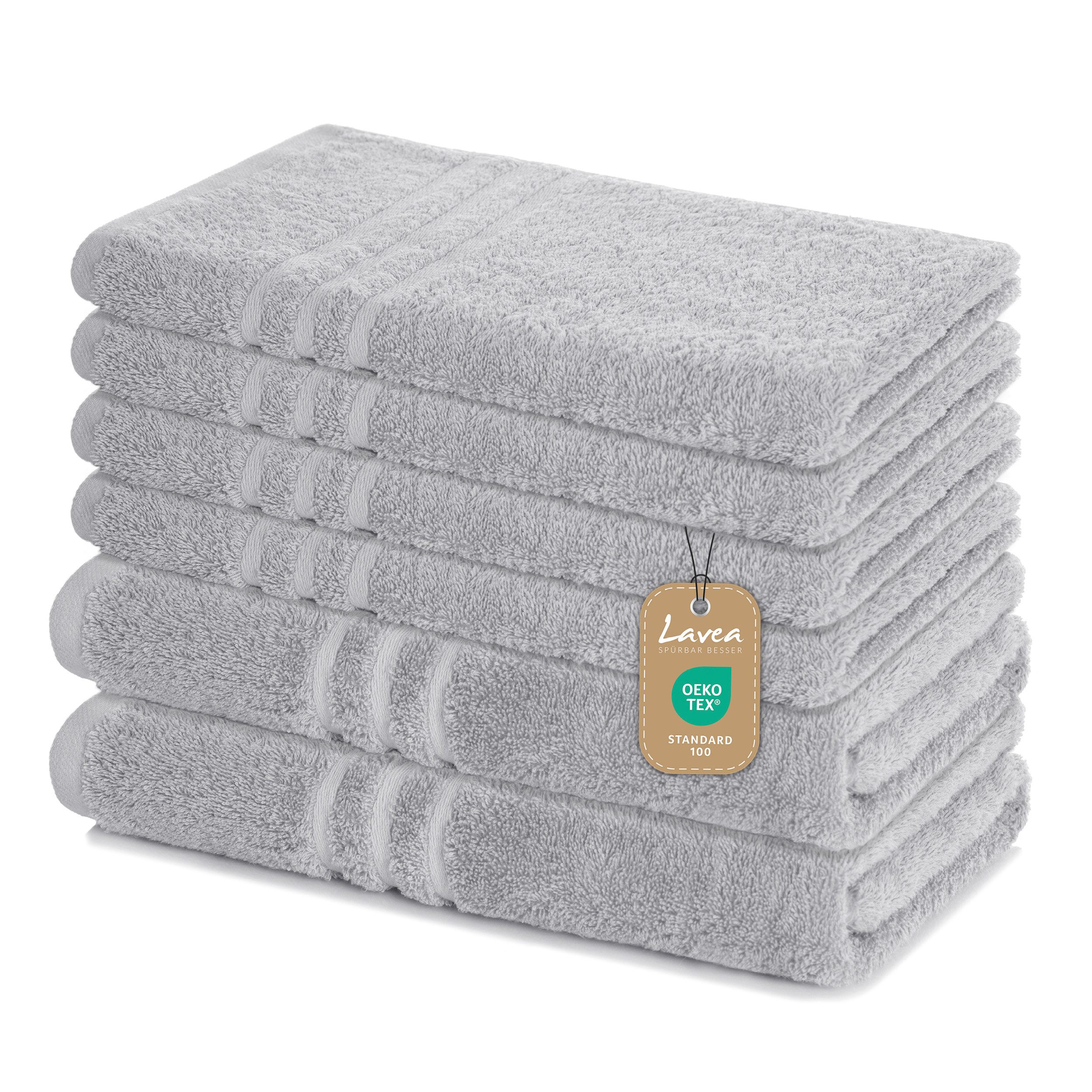 Lavea Handtuch Set Elena, Duschtücher, Handtücher, Gästetücher, Waschhandschuhe, 100% Baumwolle (Set, 6-St), Frottierserie, weich & saugstark, pflegeleicht, 500 g/m² Frottier