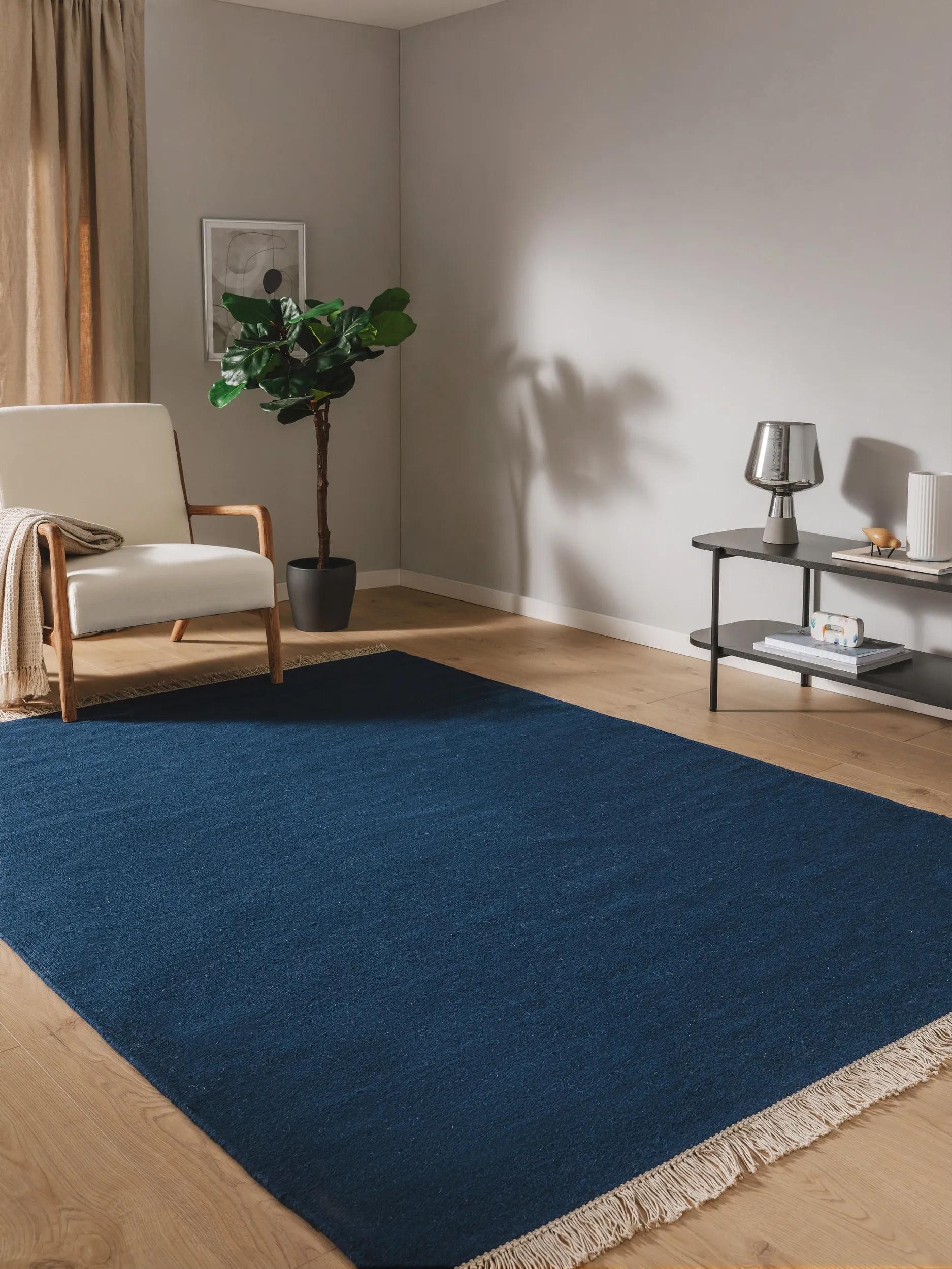 benuta Wollteppich Liv, rechteckig, Höhe: 5 mm, Teppich Wohnzimmer, Schlafzimmer, Esszimmer, Flur, Kunstfaser, Cozy