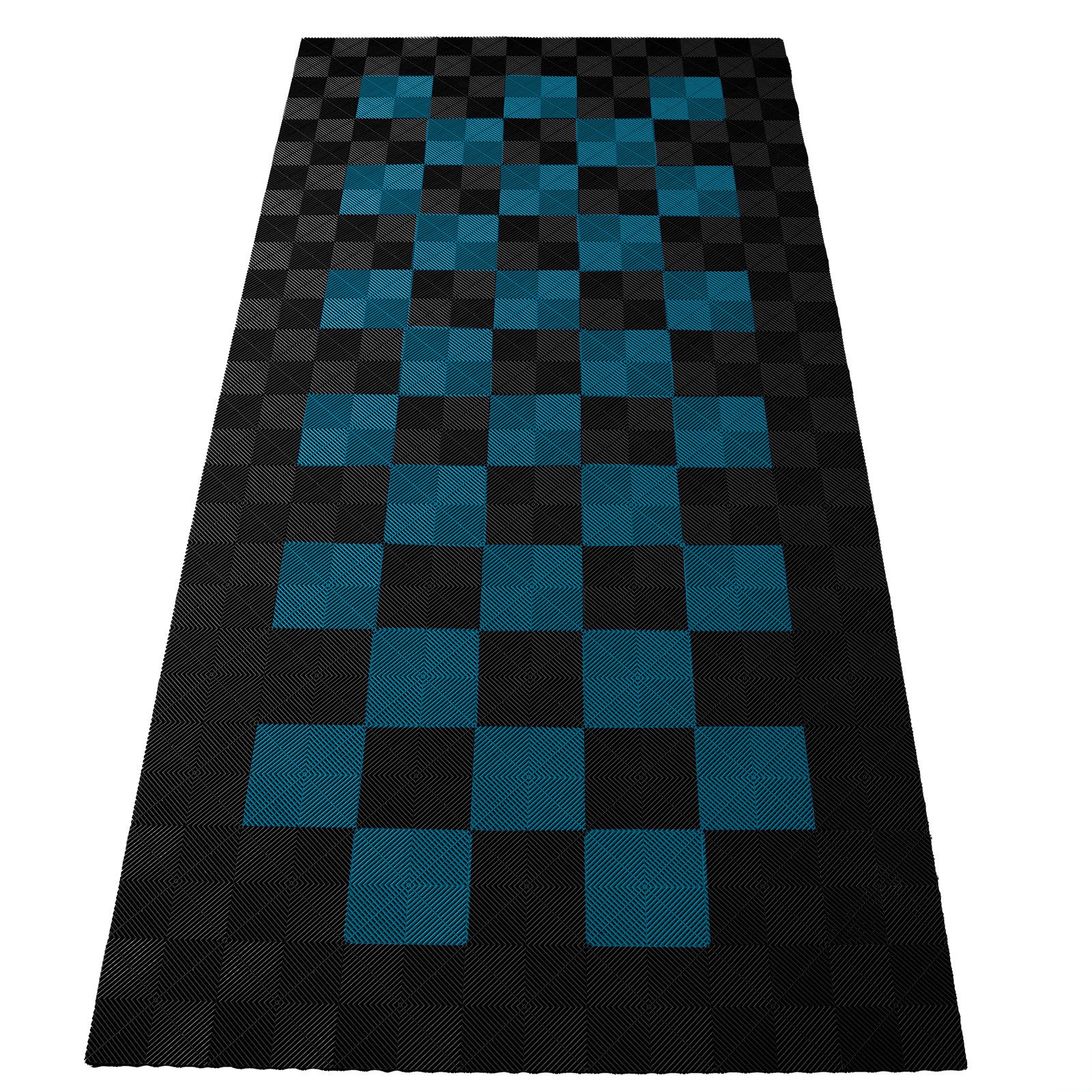 RAMROXX Klickfliesen Performance Bodenfliesen Garagenboden 2,8mx5,6m Schwarz Hellblau 2