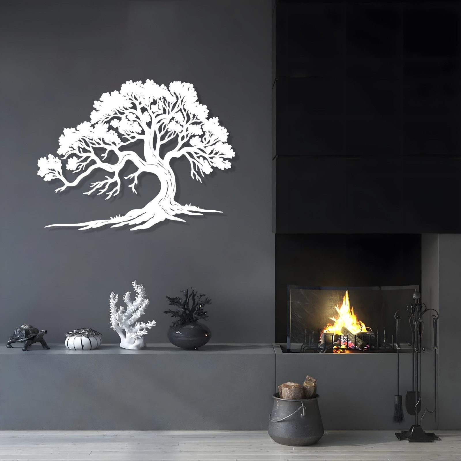 Jumpeak Wanddekoobjekt Lebensbaum Wanddekoration, Eiche, Unendliches Leben, Kraft, Linienkunst, Metall, 4 Farben, 2 Größen, Wanddekoration für das Wohnzimmer,Ru – Bild 5 von 5