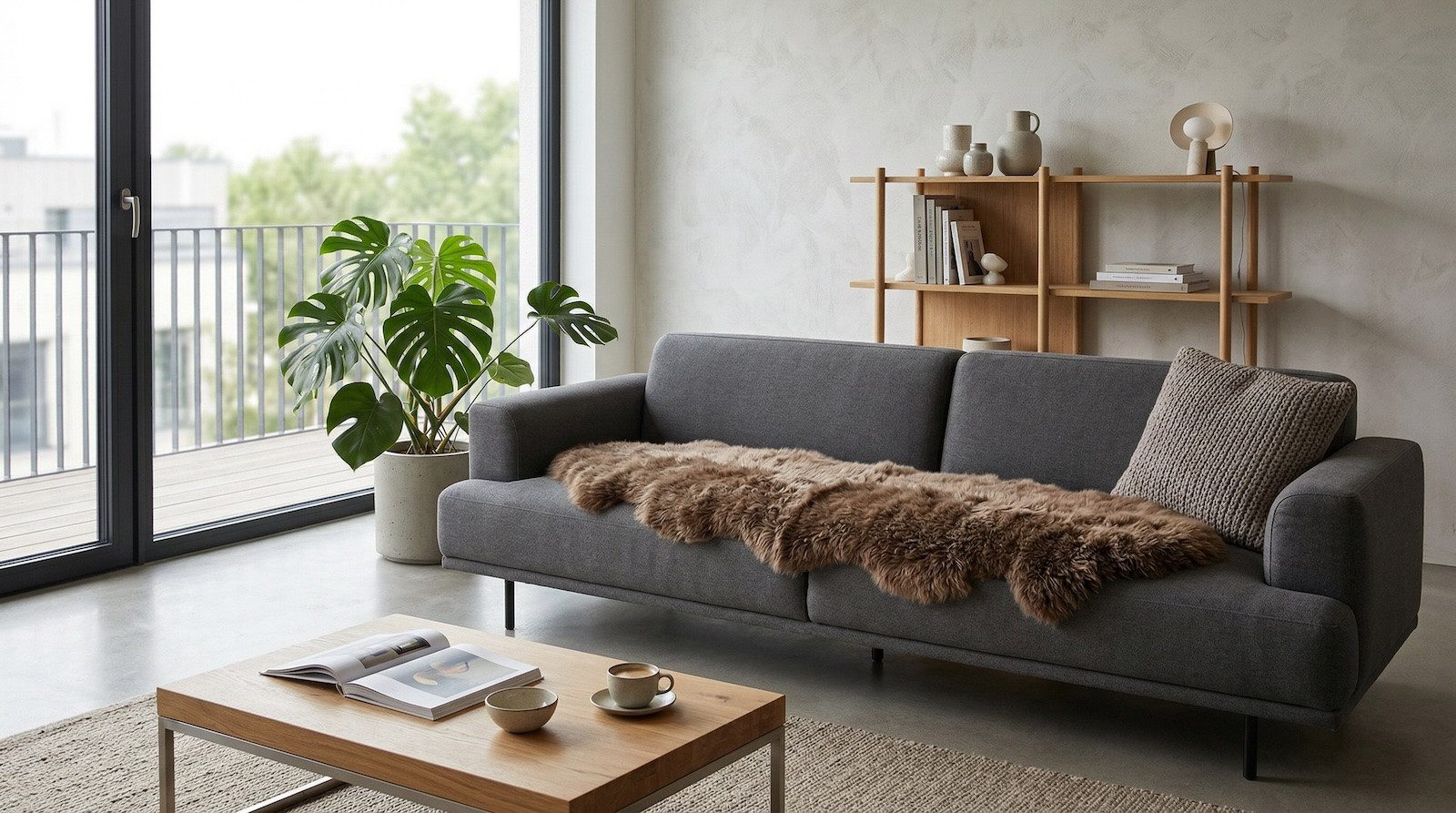 KUHFELL online & NOMAD Fellteppich Lammfell Doppel fell Couch Auflage 180 x 60 cm aus 2 echten Lammfellen – Bild 5 von 5