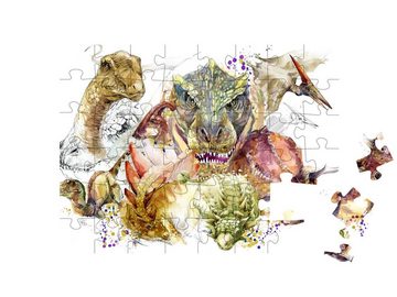 puzzleYOU Puzzle Tropischer Wald mit Dinosaurier, Animation, 48 Puzzleteile, puzzleYOU-Kollektionen 100 Teile, Dinosaurier