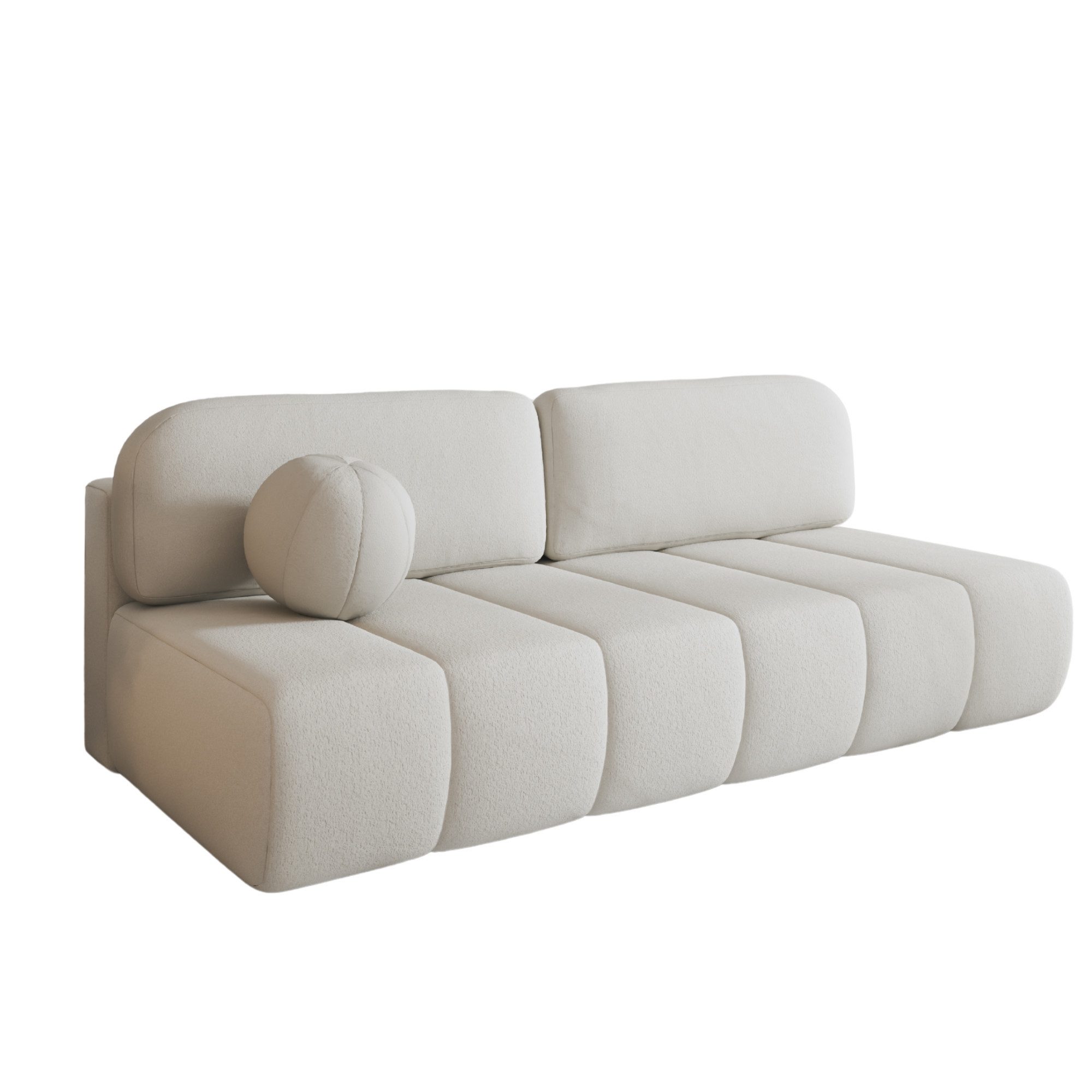MOEBLO Sofa Fluffy aus Bouclé, Bequemes Sofa mit Schlaffunktion und Stauraum, Stilvollem Bouclé-Bezug, Couch Polstermöbel Sitzmöbel Wohnzimmermöbel 3-Sitzer-Sofa Stoffsofa, mit Relaxfunktion (BxHxT):210x88x104 cm
