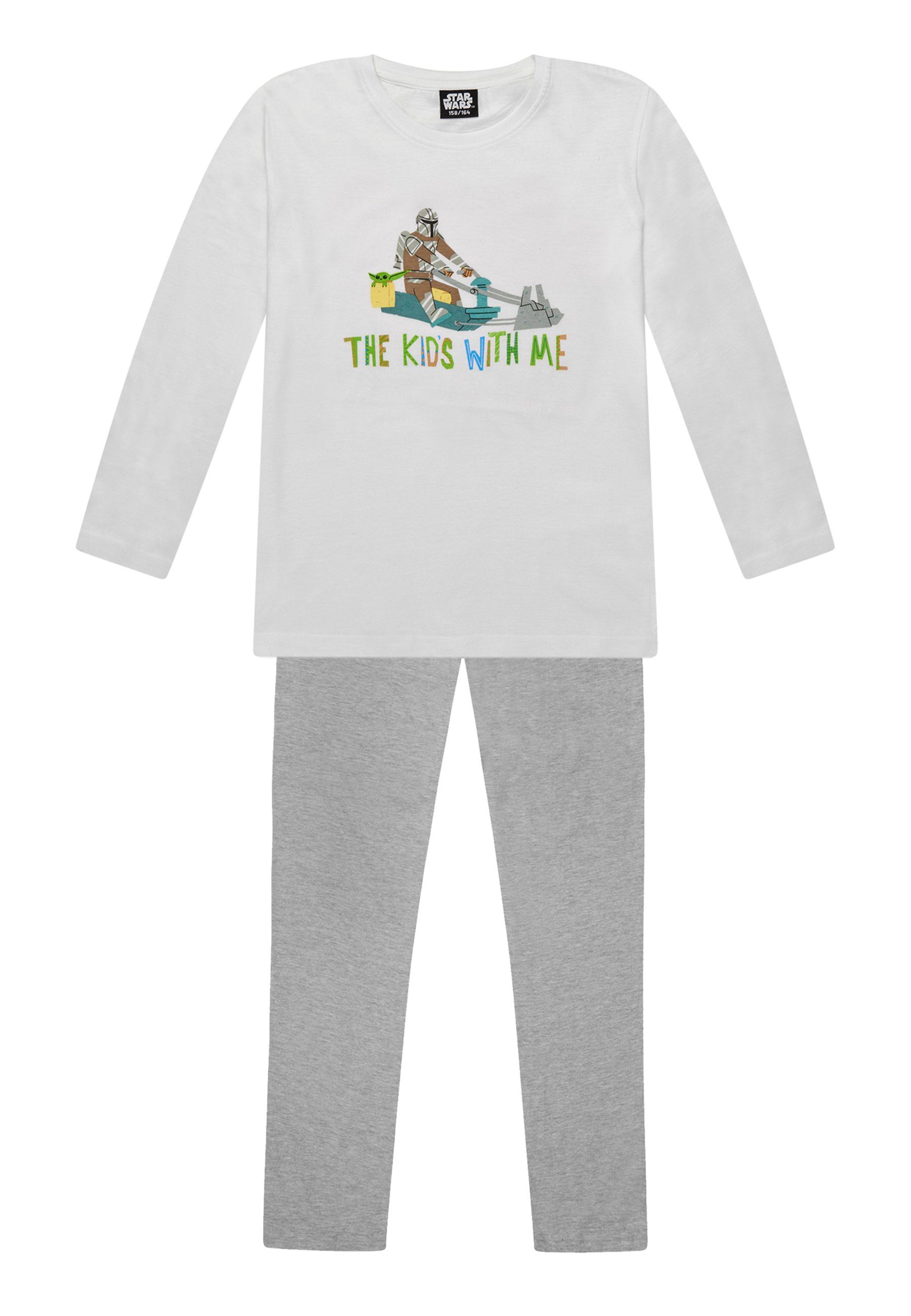 Star Wars Yoda Mando Pyjama (2 tlg) Kinder langarm Schlafanzug Nachtwäsche Jungen