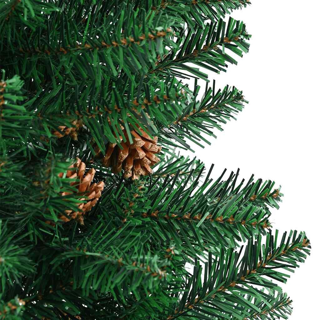 furnicato Künstlicher Weihnachtsbaum Schmaler Weihnachtsbaum 150 cm Grün mit Massivholz-Ständer, Künstliche Tanne mit 291 Spitzen, 33 Zapfen für den Innenbereic – Bild 5 von 5