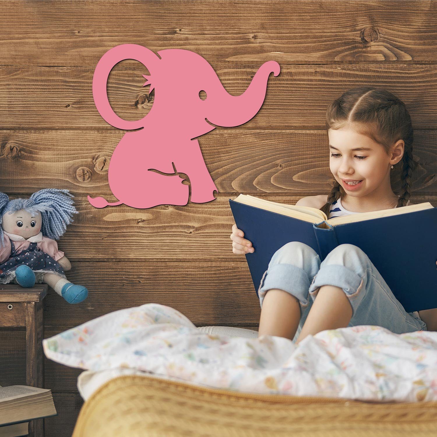 Namofactur LED Dekolicht Baby Elefant - Schlaflicht mit Elefanten Motiv für Kleinkinder, Ohne Zugschalter/Stern, LED fest integriert, Warmweiß, Wanddekoobjekt Kinderzimmer Leuchte batteriebetrieben