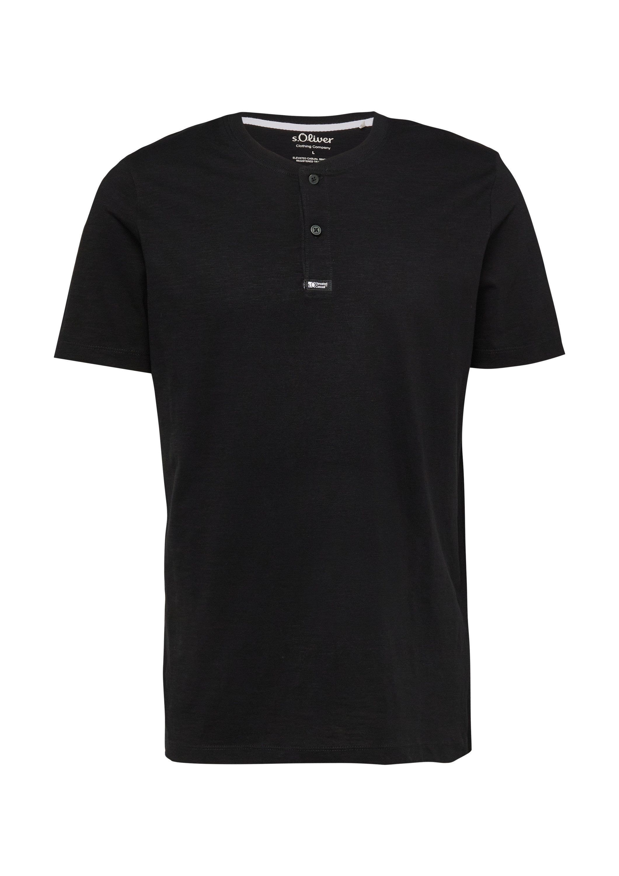 s.Oliver Kurzarmshirt T-Shirt Henley-Shirt in Flammgarnstruktur