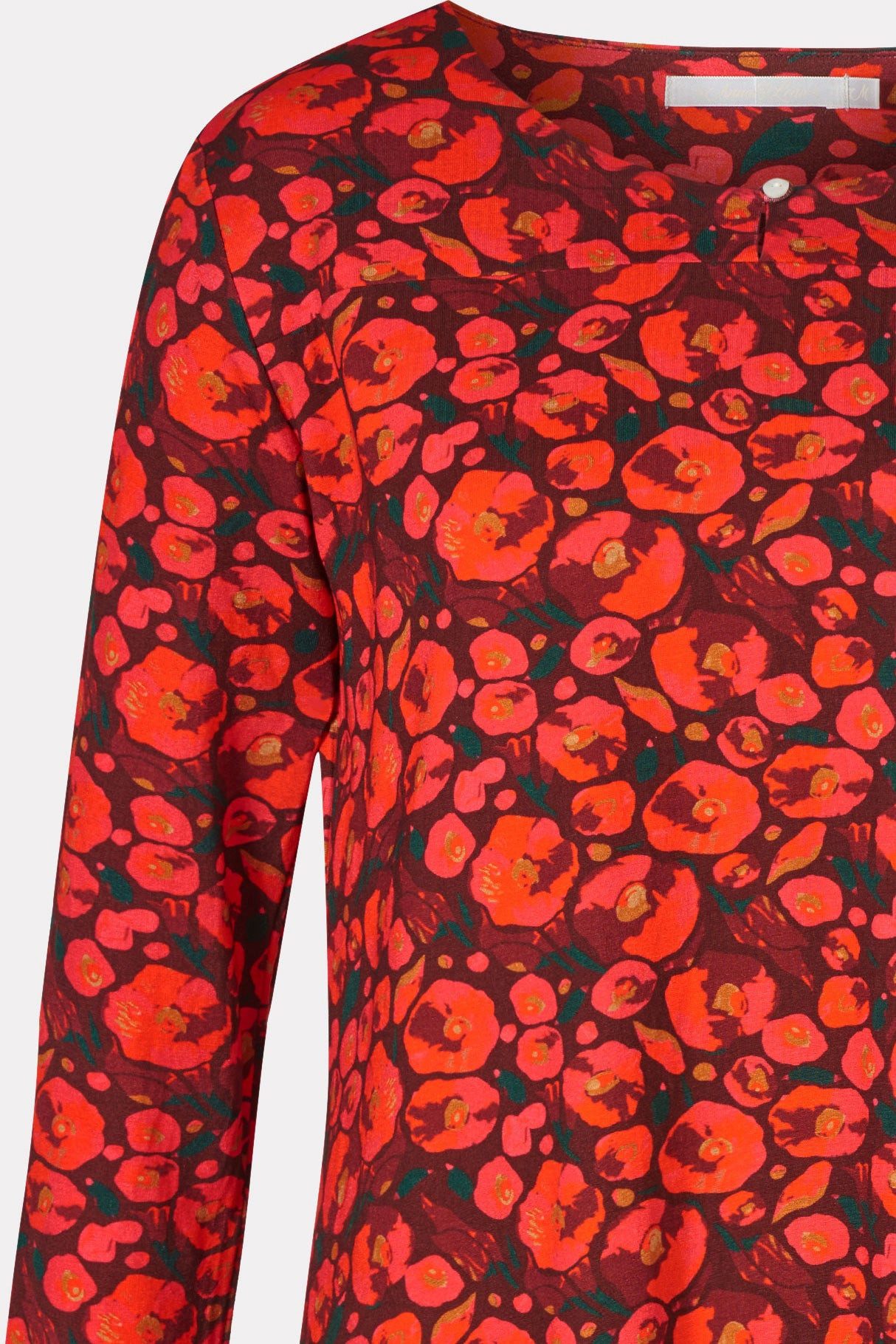 Himalaya Clothing Tunika Damen Langarmshirt mit floralem Allover-Print - Tunika Shirt Viskose Weich fließende Tunika Damen leicht ausgestellt