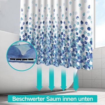Caterize Duschvorhang Polyester Waschbar, Shower Curtains mit Duschringen, Beschwerter Saum Breite 120 cm (1-tlg)