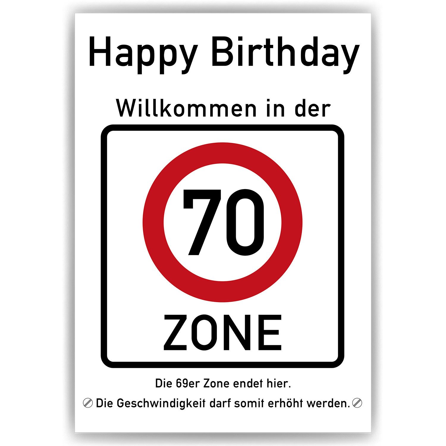 Tigerlino Poster 70. Geburtstag Geschenk Verkehrszeichen Karte Happy Birthday Deko Bild