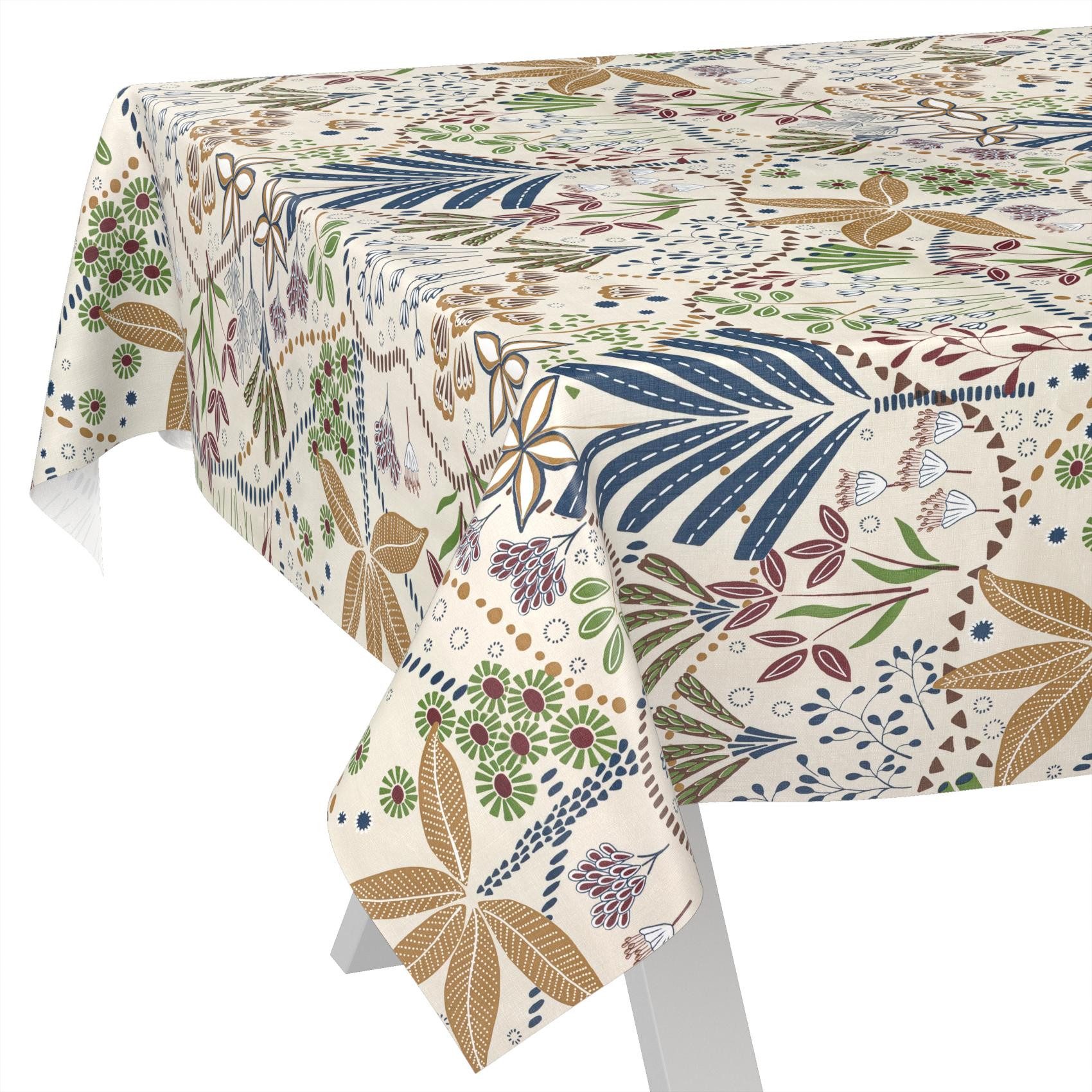 ANRO Tischdecke Ethno abwaschbar Wachstuch pflegeleicht wasserabweisend (Einzelstück 1-tlg), Schmutzabweisend Bohemian Style Bunt 90x130cm Gartentischdecke