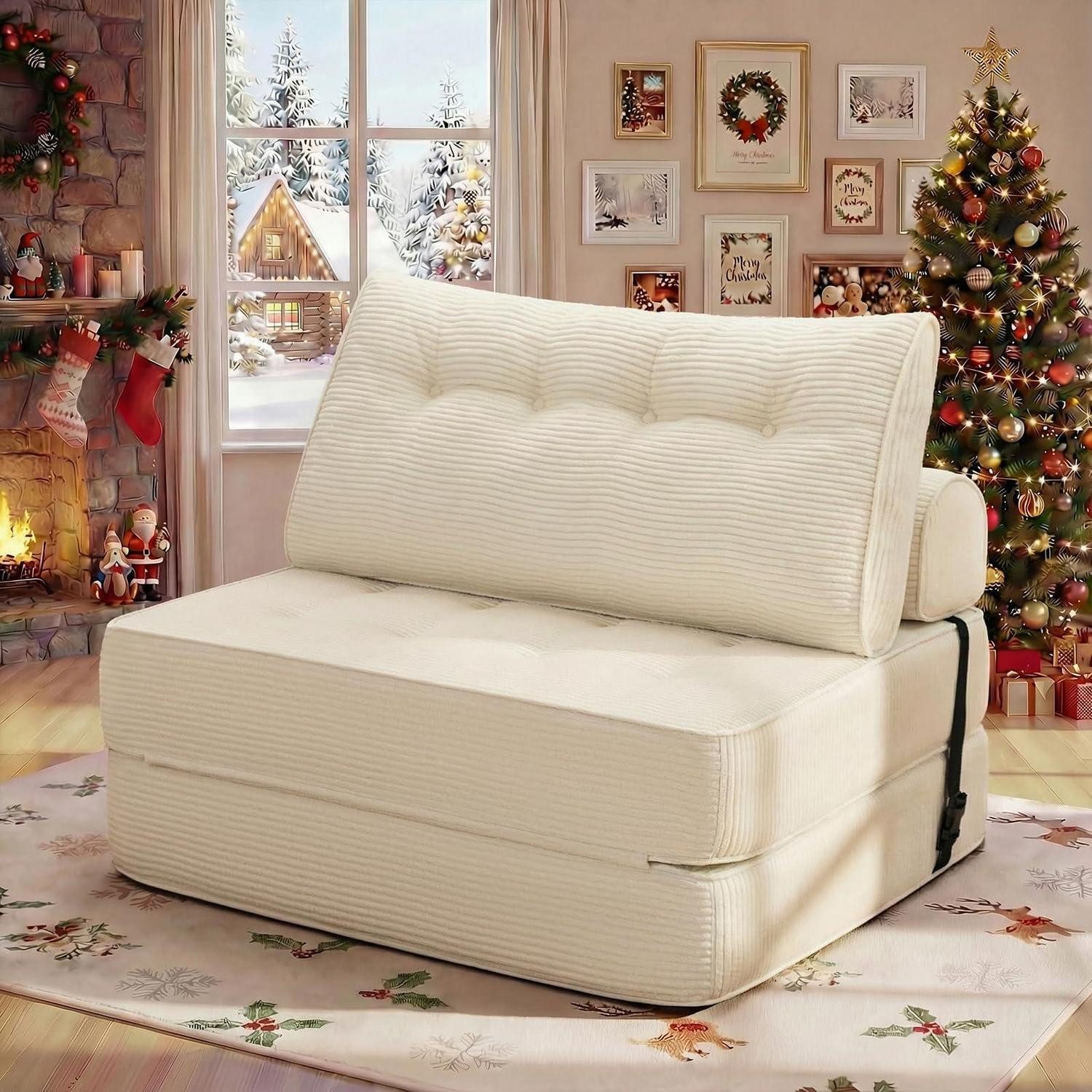 Schlafsofa Schlafsofa 3in1 Schlafsessel Bett Sitzsack Bodensofa 100 x 80 cm Beige