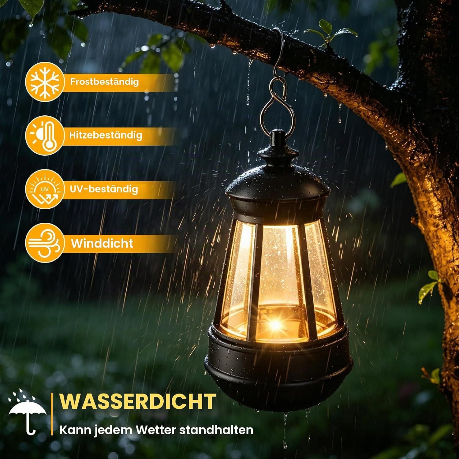 FELIXLEO LED Solarleuchte 2 Stück Solar Laternen Hängend mit Lichtsensor für Garten Camping – Bild 4 von 5