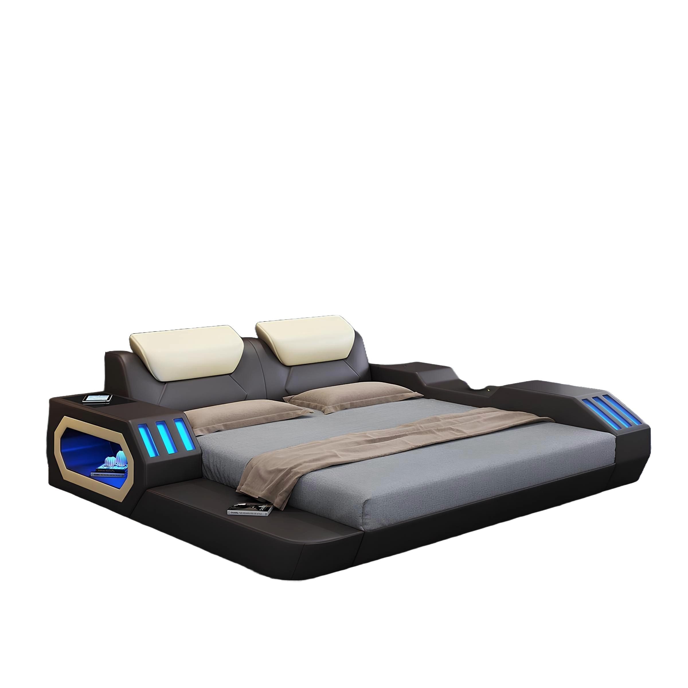 JVmoebel Lederbett Bettgestell Bett Leder Ліжка USB luxus Doppel Hotel Polsterbett, Made in Europa