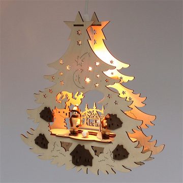 SIGRO Beleuchtetes Fensterbild Holz Fensterbild, beleuchtet Winterfiguren