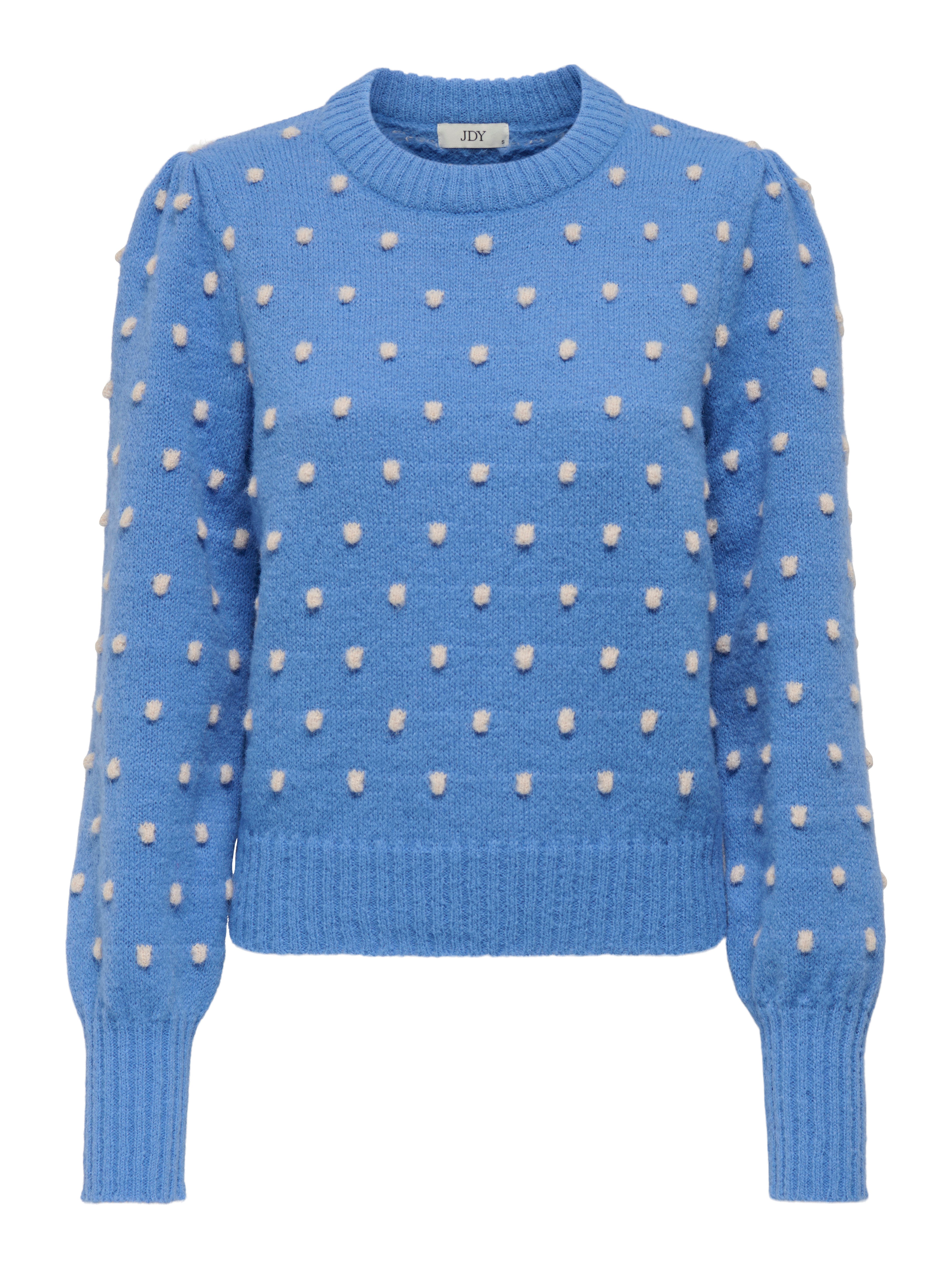 JDY Rundhalspullover JDYSIGRID LIFE L/S ON PUFF PULL KNT NOOS in gepunkteter Optik