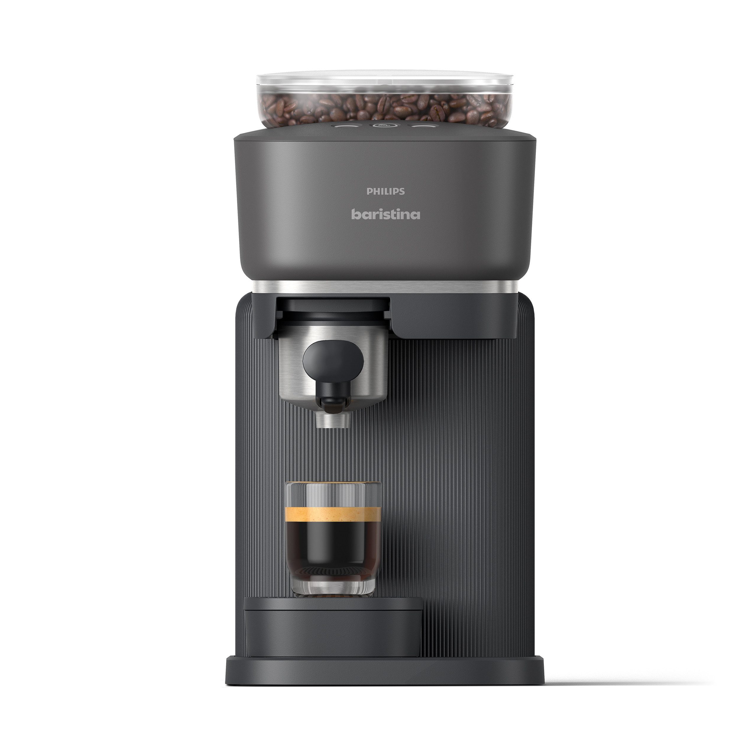 PHILIPS baristina Espressomaschine BAR300/60 mit Mahlwerk für ganze Bohnen, 16 bar Pumpendruck, Schwarzgrau