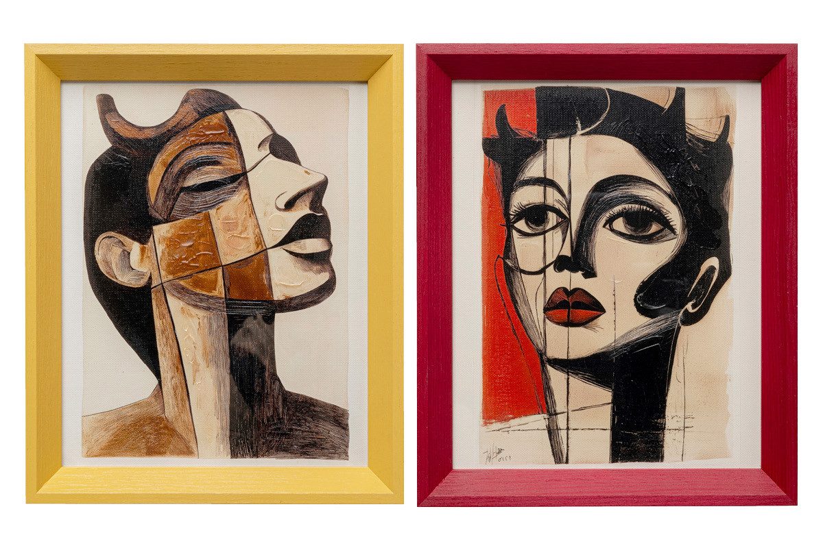 Kare Design Bild mit Rahmen Gerahmtes Bild Portrait Modernism 22x27cm, (Set, 2 St)