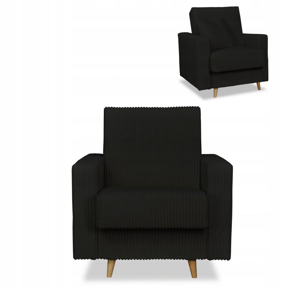 Family Meble Sessel Family Meble Rene Schlafsessel mit Bettkasten Bonell schwarz 97x95x93