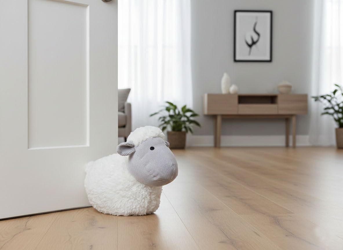 LB H&F Lilienburg Bodentürstopper Niedlicher Türstopper Schaf Lamm Türpuffer Türsack Türhalter (Bodenstopper Zugluftstopper Fensterhalter Bodentürstopper Türfeststeller Windstopper Türluftstopper Zugschlagbremse Deko Tier), Türbremse Türaufhalter Fensterstopper Kinderzimmer