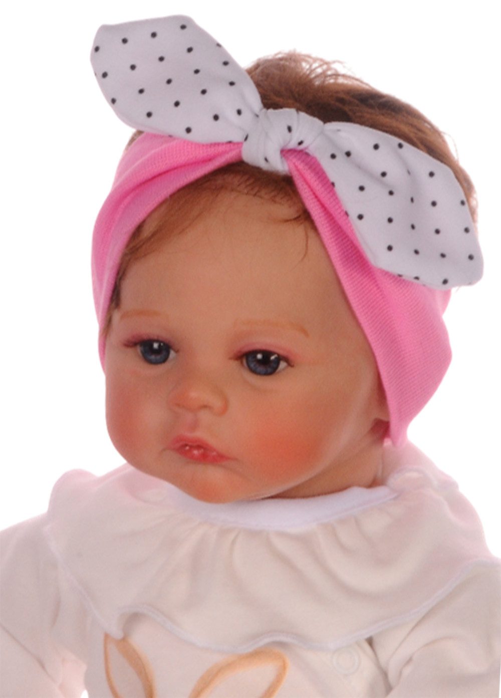 La Bortini Stirnband 2er Pack Baby Kopfband Haarbänder Hasenohren ab 0Mon in weiß rosa elastisch, weich, festlich für Neugeborene