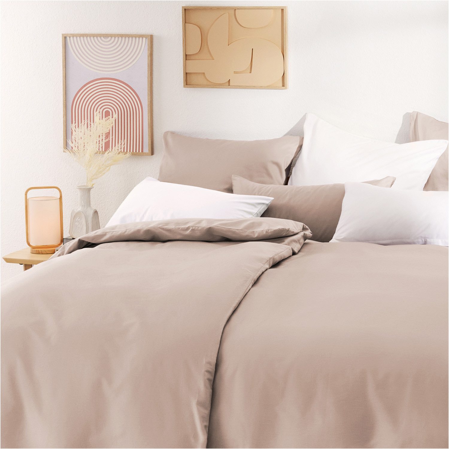 Blumtal Bettwäsche Premium Oeko Tex, Taupe/braun, Deckengröße 135 cm x 200 cm, Kissengröße 80 cm x 80 cm