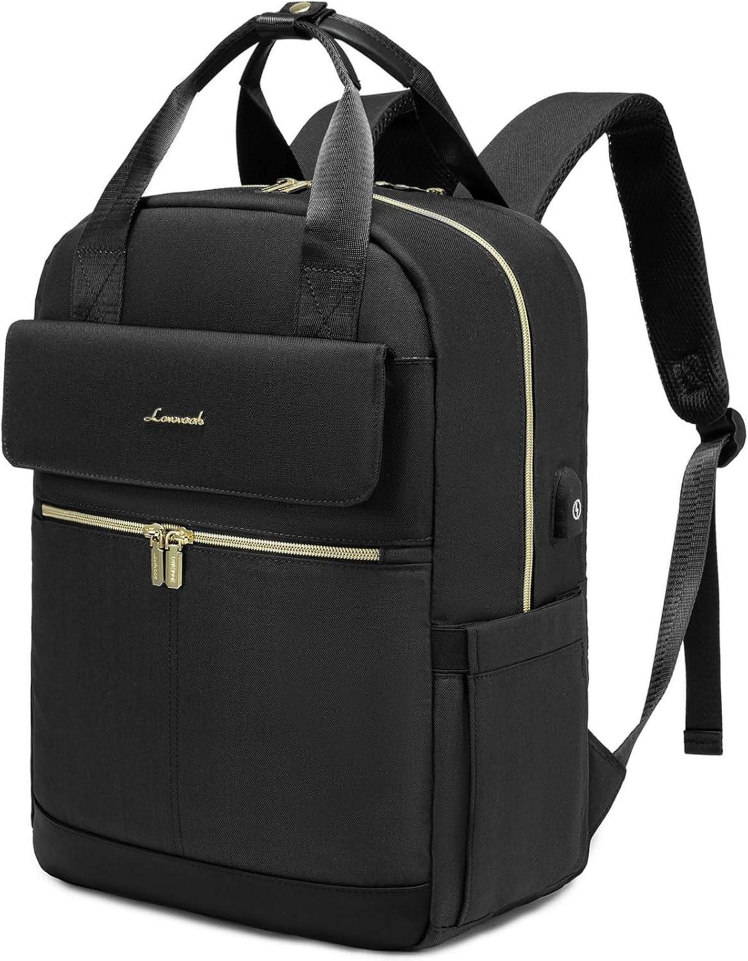 Notebookrucksack Großer Damenrucksack 17 Zoll Laptop wasserdicht Schwarz