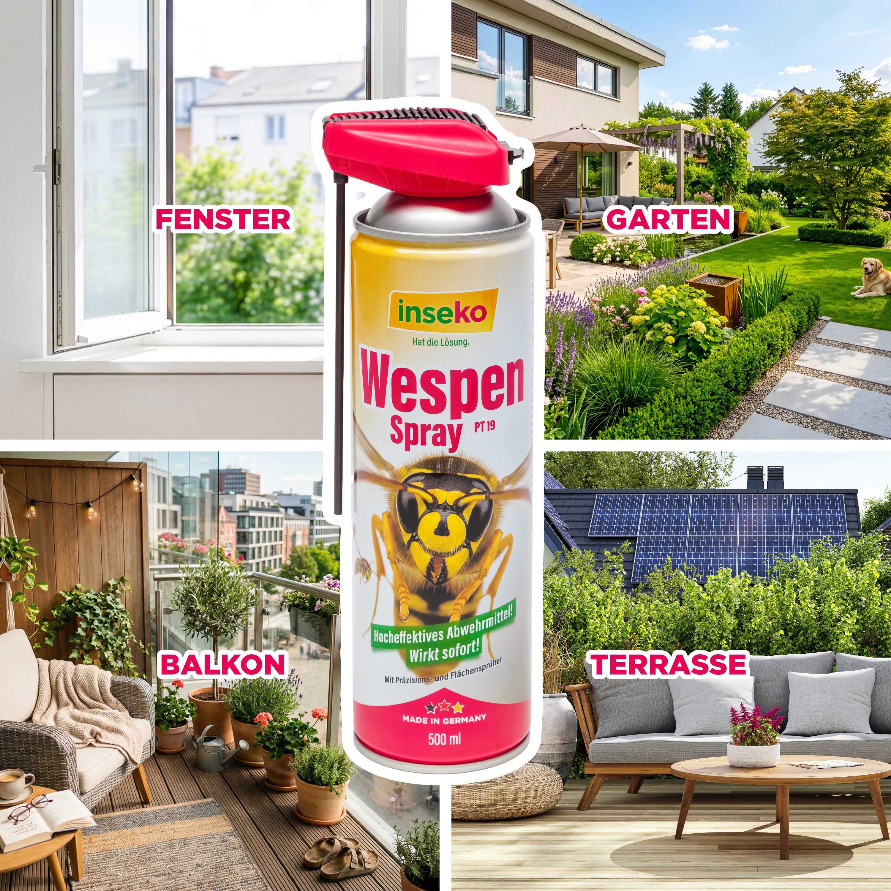 Inseko Wespenspray 1x inseko Wespenspray 500 ml - effektive Sofortwirkung (PT19), 1-St., gegen Wespen und Wespennester – Bild 5 von 5