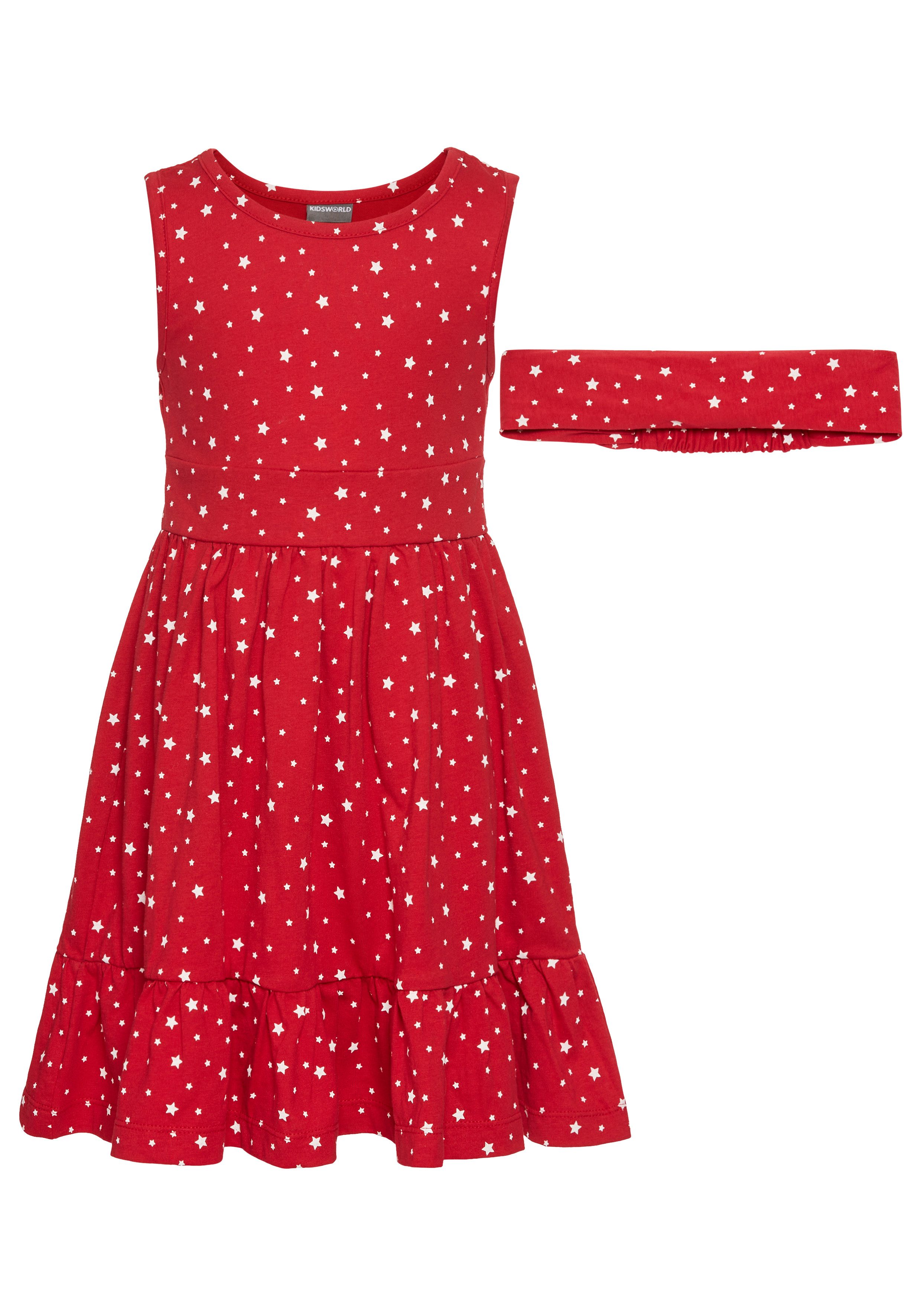 KIDSWORLD Jerseykleid 2tlg. Shirtkleid + Haarband im niedlichen Sternen-Allover (Set, 2-tlg., 2) festliche Anlässe, knielang, verspielter Stil, aus Baumwolle. € 21,99, (€ 21,99 pro 1 Stk).