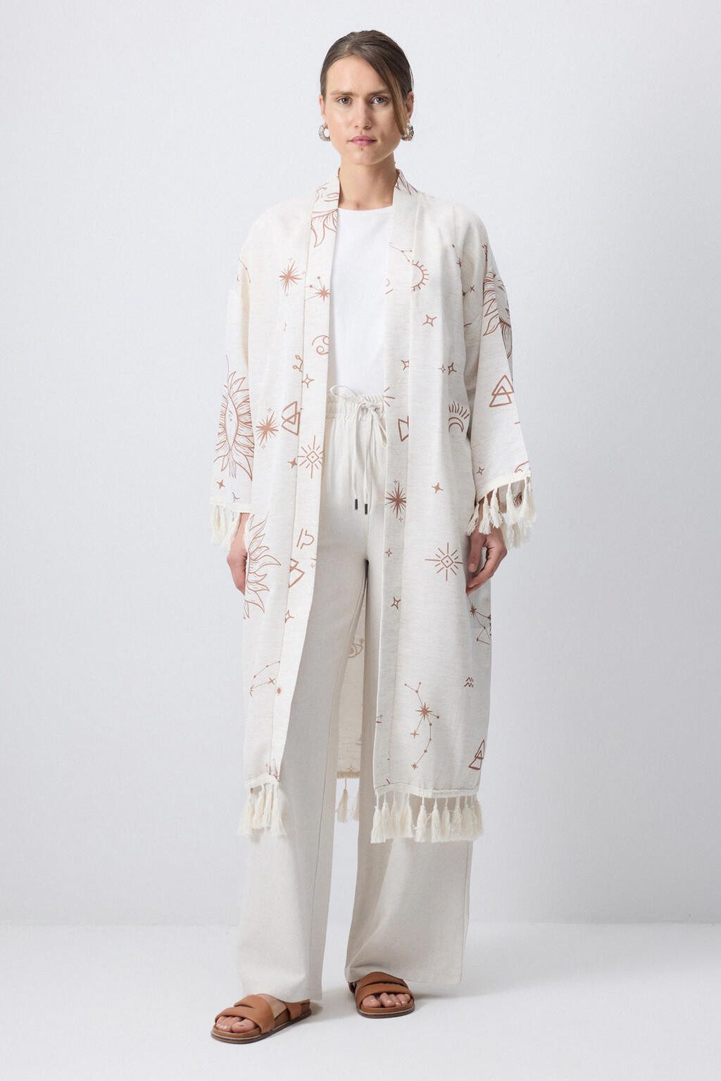 touche prive Maxikleid Gemusterter Kimono mit Aufgabendetails