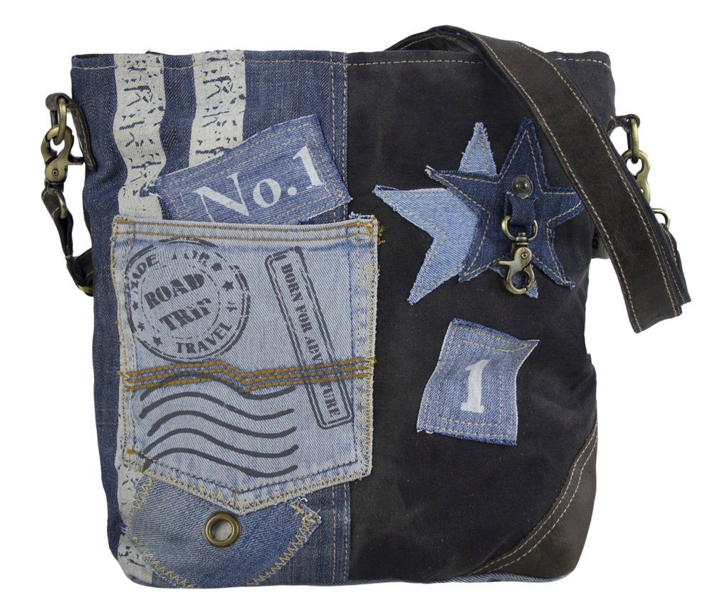 Sunsa Umhängetasche Nachhaltige Umhängetasche Crossbody bag Jeans Schultertasche Tasche, Aus recycelten Materialien