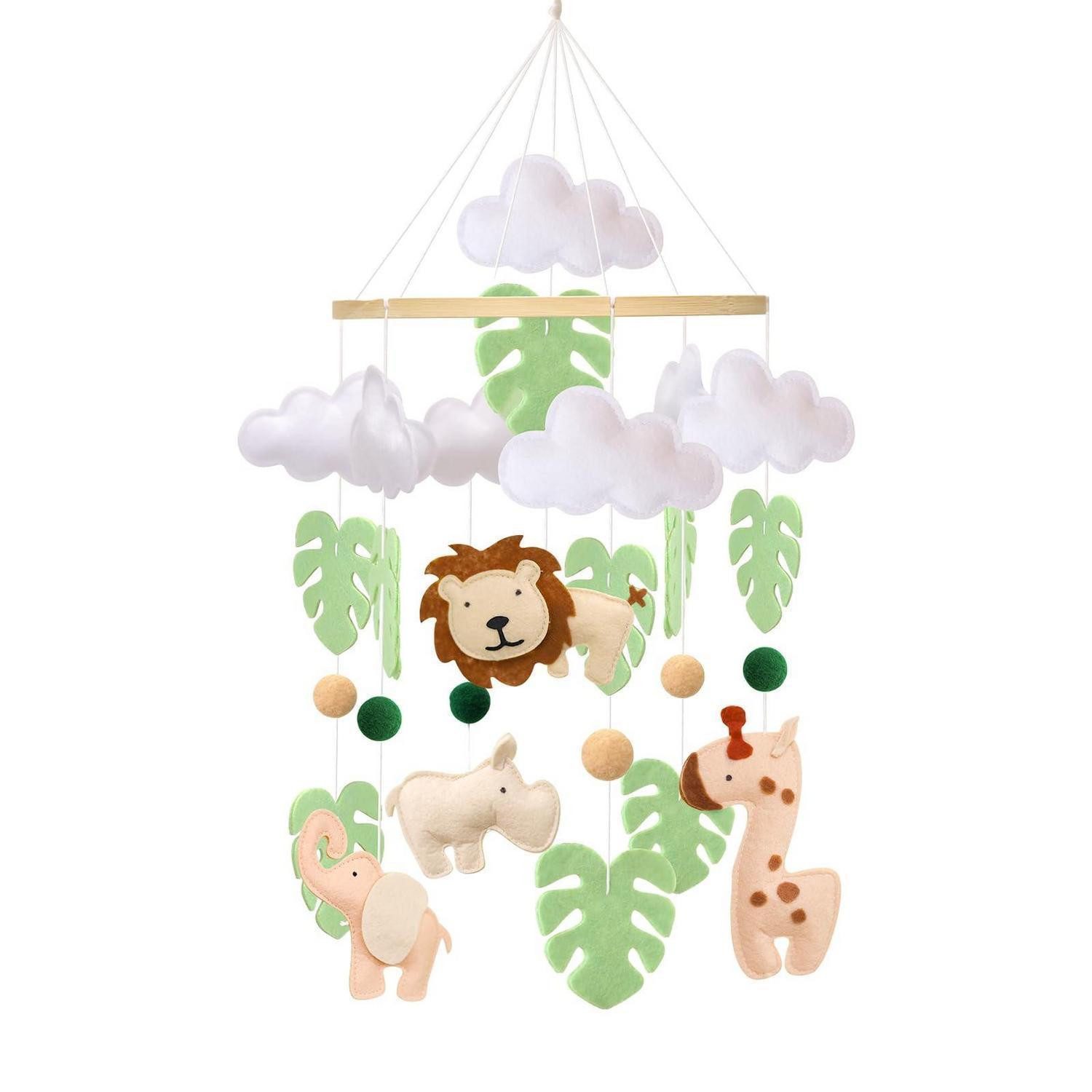 LuxusKollektion Mobile Mobile Baby Windspiel Waldtiere 3D Holz Löwe Giraffe H