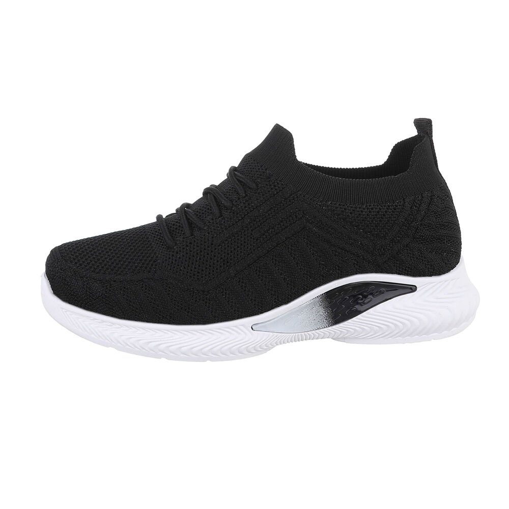 Ital-Design Kinder Low-Top Freizeit Sneaker Flach Freizeitschuhe in Schwarz