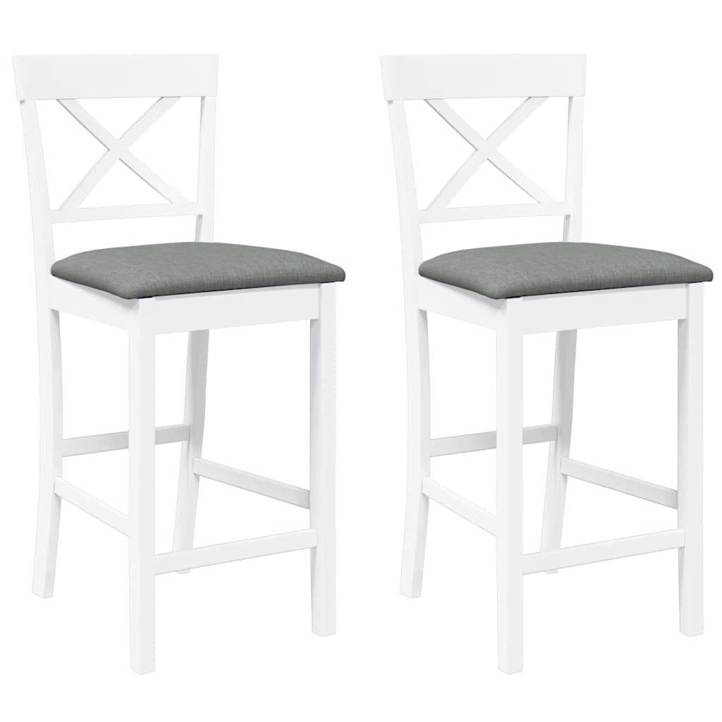 vidaXL Barhocker Barhocker mit Kissen 2 Stk. Weiß Massivholz Gummibaum (2 S günstig online kaufen