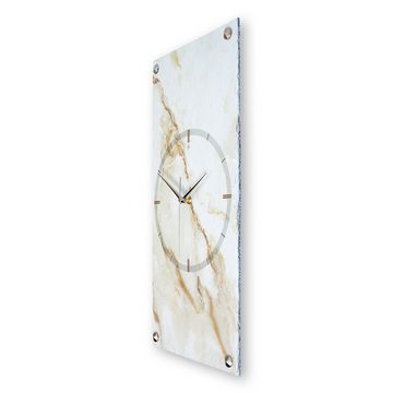 Kreative Feder Wanduhr Designer-Wanduhr „Golden Marble“ aus Stein (Beton) (Funk- oder Quarzuhrwerk; ohne Ticken; elegant, außergewöhnlich, modern)