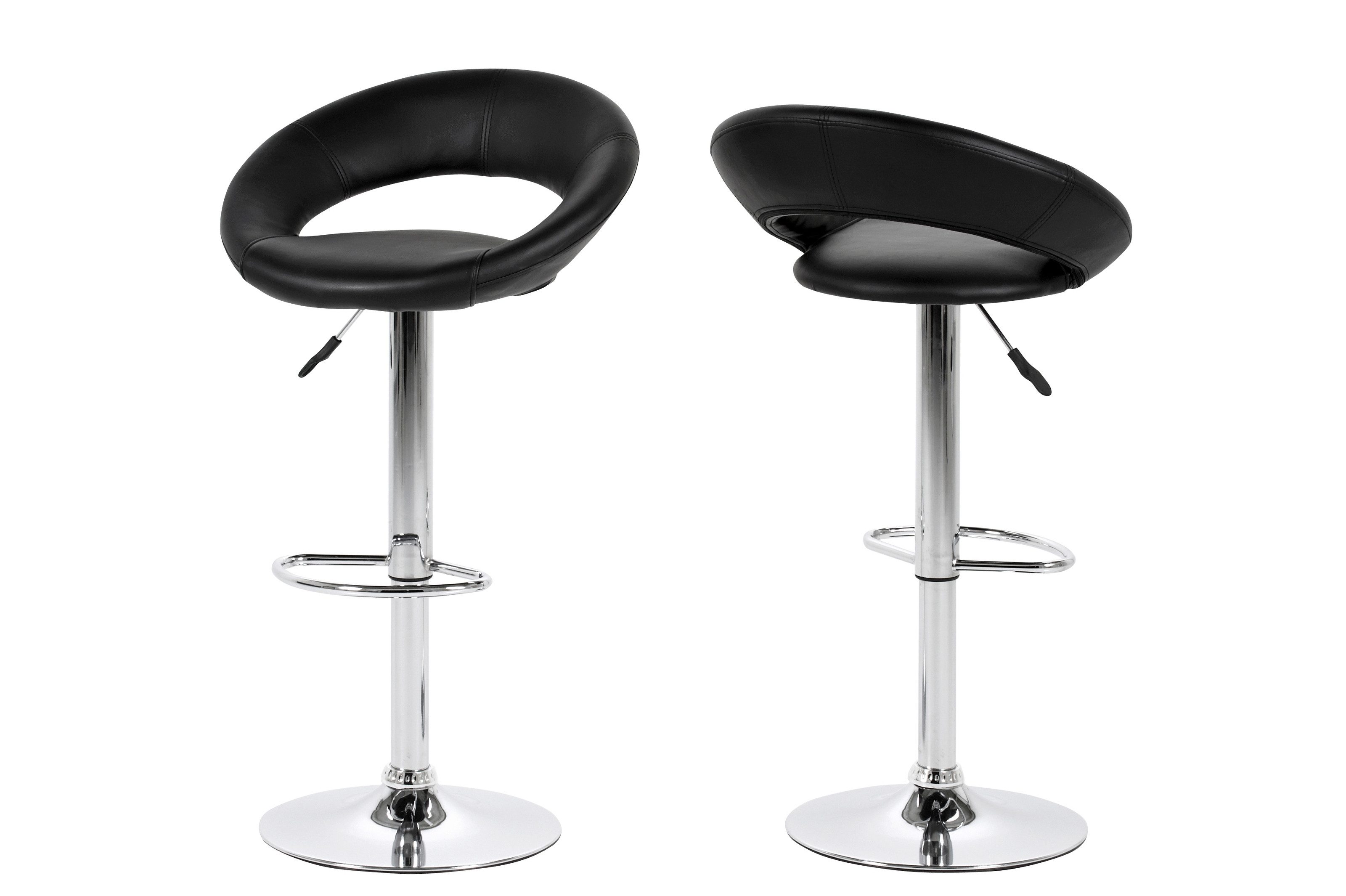 Barhocker (2er-Set) in schwarz, PU - 56x100x50cm (BxHxT)