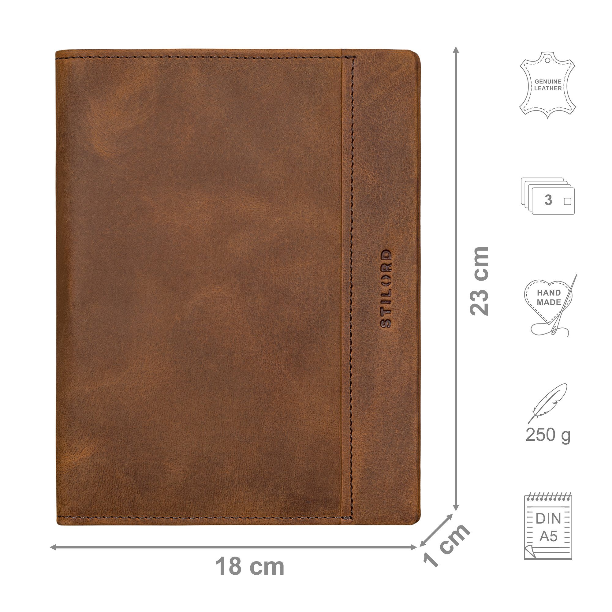 STILORD Konferenzmappe "Bernhard" Dokumententasche DIN A5 Leder aus echtem Leder