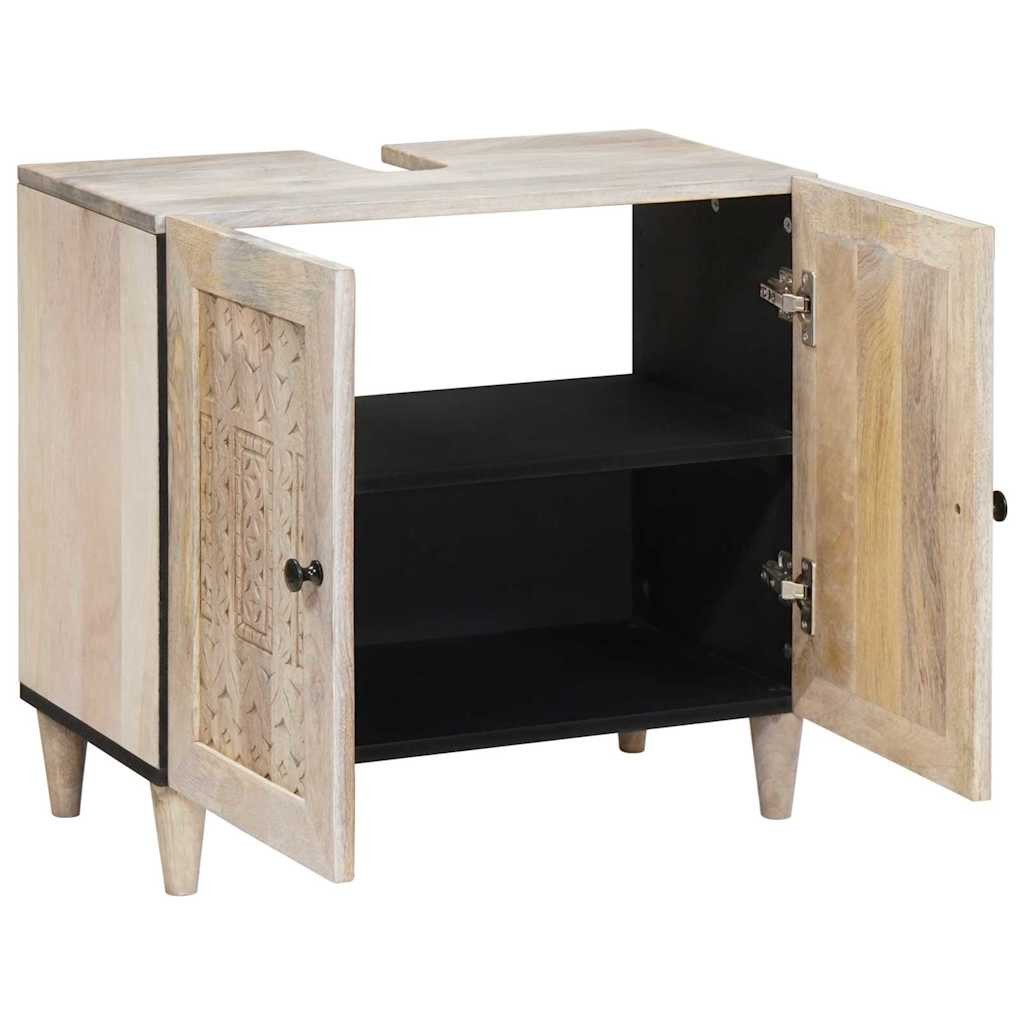 vidaXL Badezimmer-Set Badezimmer Schrank Weiß 62 x 33 x 58 cm Massives Holz günstig online kaufen