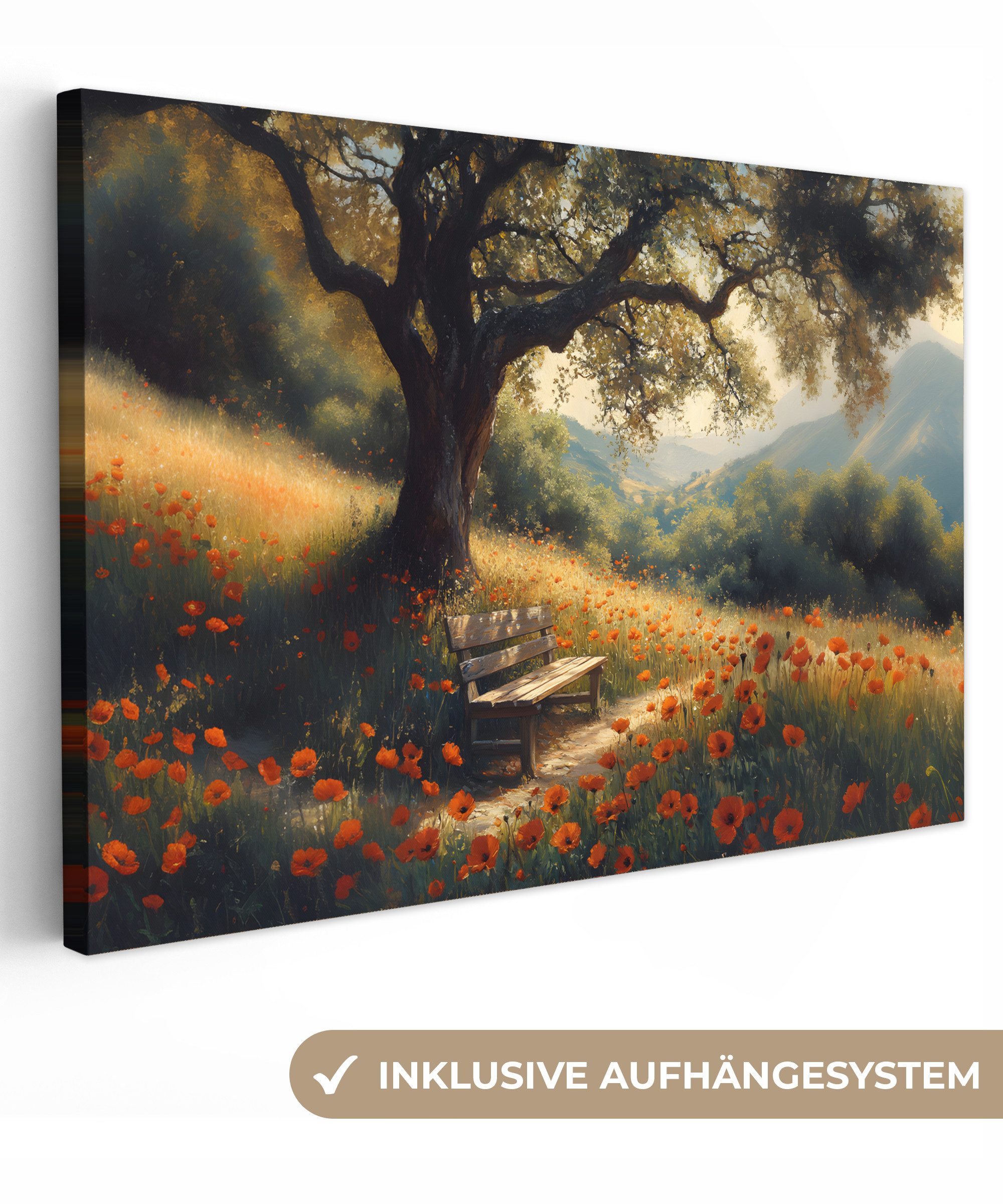 OneMillionCanvasses® Leinwandbild Bank - Baum - günstig online kaufen