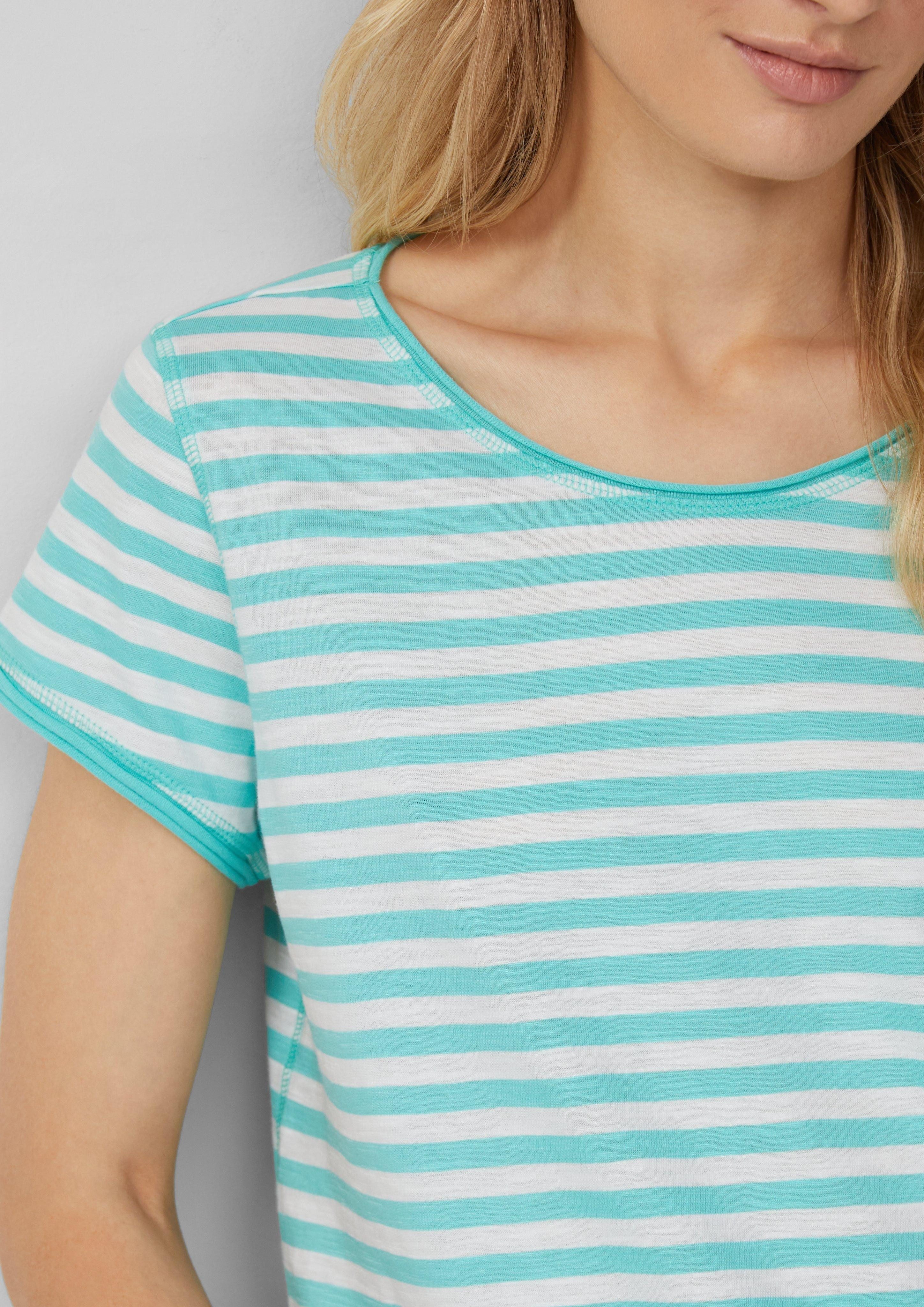 s.Oliver Kurzarmshirt T-Shirt mit Rollkanten und günstig online kaufen