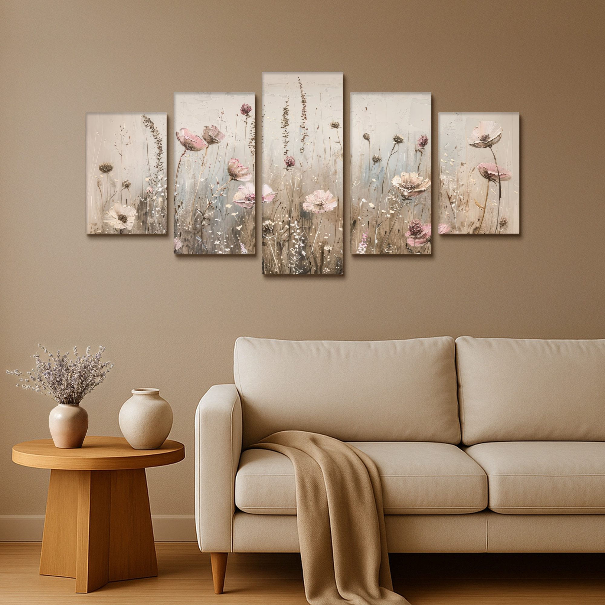 MuchoWow Leinwandbild Blumen - Beige - günstig online kaufen