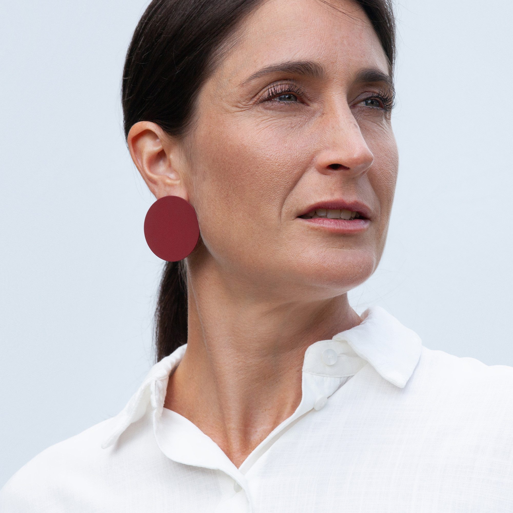 ALEXASCHA Paar Ohrstecker Ausgefallene Statement Ohrringe rot • 40mm • einzigartig & handgemacht – Bild 2 von 5
